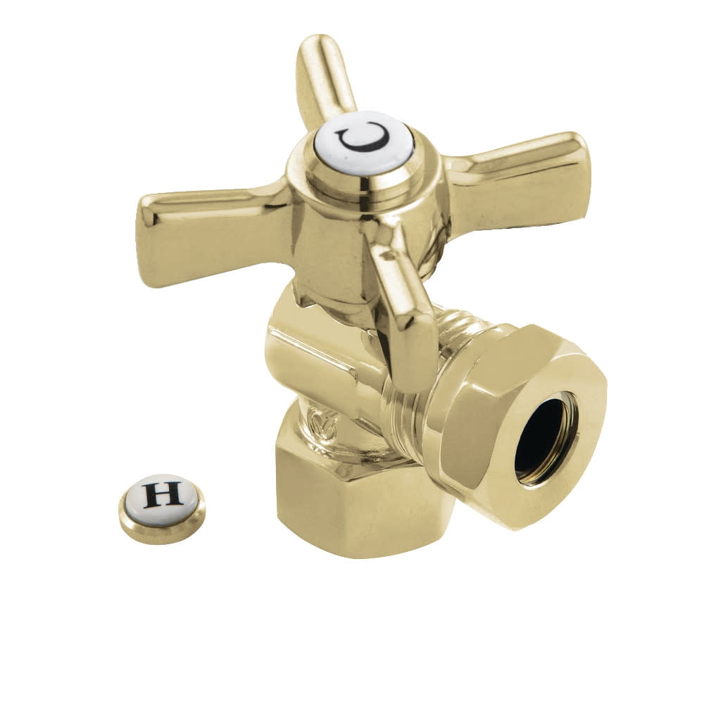 Kingston Brass CC44102ZX 1/2" FIP x 1/2" or 7/16" Slip Joint Angle Stop Valve, Polished Brass
