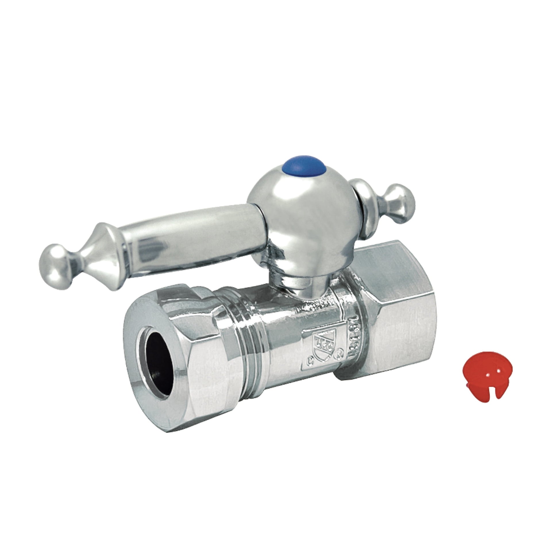 Kingston Brass CC44151TL 1/2-Inch FIP x 1/2-Inch or 7/16-Inch Slip Joint Quarter-Turn Straight Shut-Off Valve in Polished Chrome