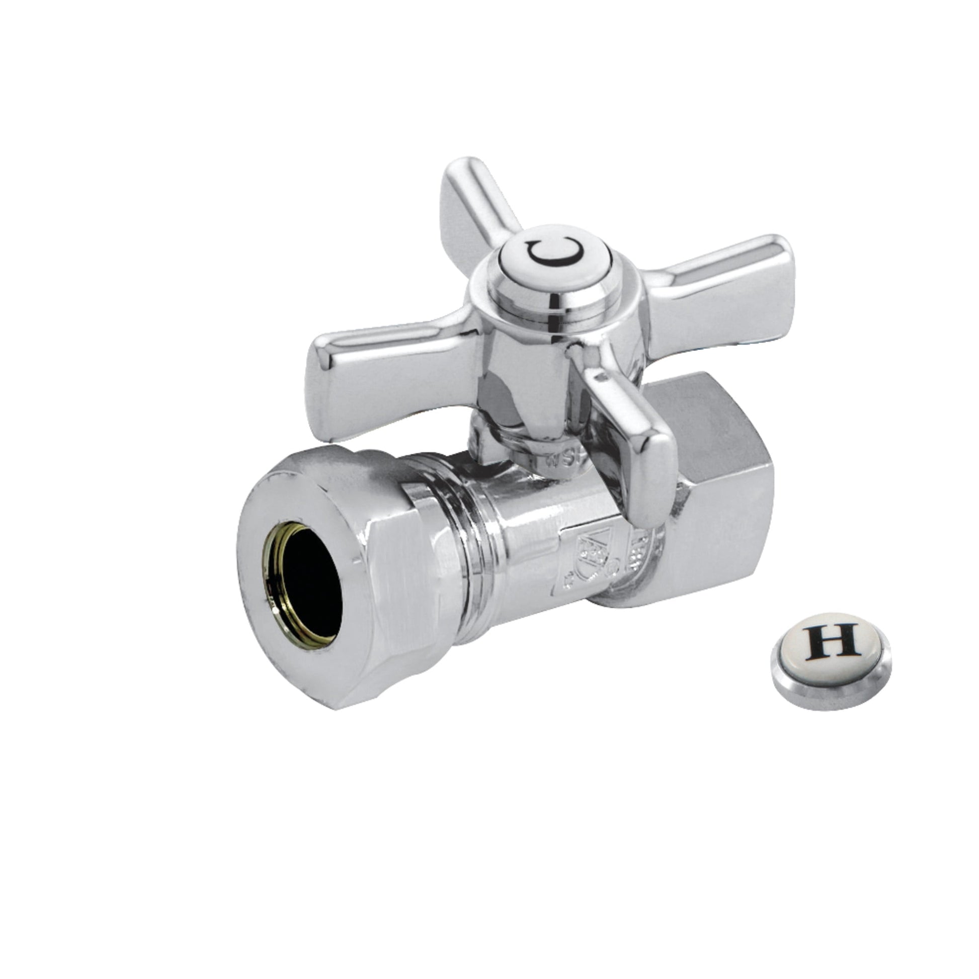 Kingston Brass CC44151ZX 1/2-Inch FIP x 1/2-Inch or 7/16-Inch Slip Joint Quarter-Turn Straight Shut-Off Valve in Polished Chrome