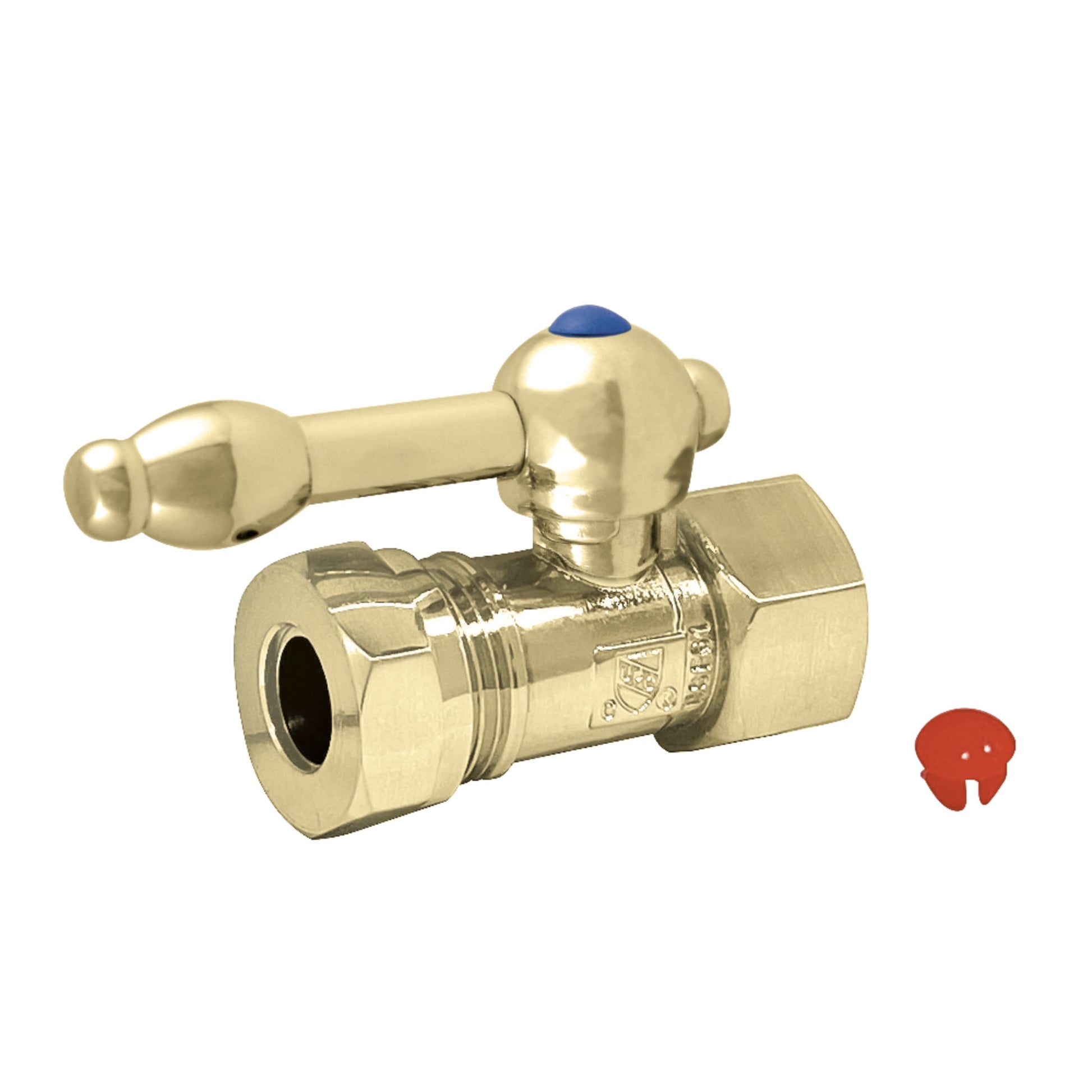 Kingston Brass CC44152KL 1/2-Inch FIP x 1/2-Inch or 7/16-Inch Slip Joint Quarter-Turn Straight Shut-Off Valve in Polished Brass