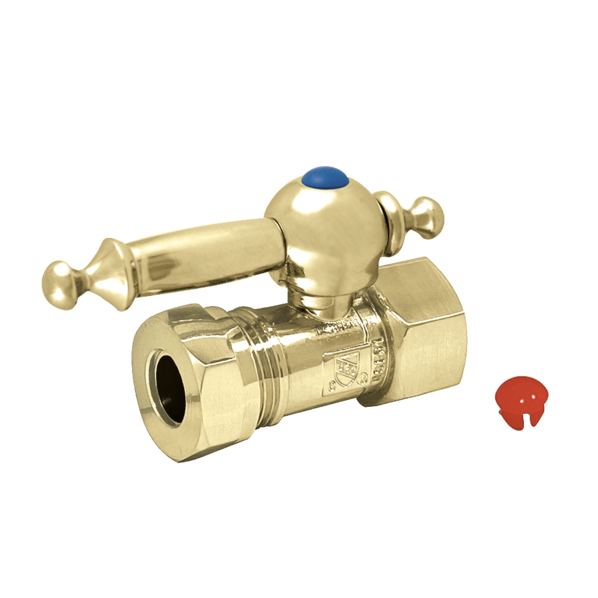 Kingston Brass CC44152TL 1/2-Inch FIP x 1/2-Inch or 7/16-Inch Slip Joint Quarter-Turn Straight Shut-Off Valve in Polished Brass