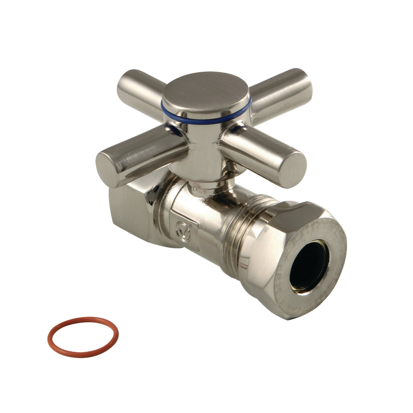 Kingston Brass CC44158DX 1/2-Inch FIP x 1/2-Inch or 7/16-Inch Slip Joint Quarter-Turn Straight Shut-Off Valve in Brushed Nickel