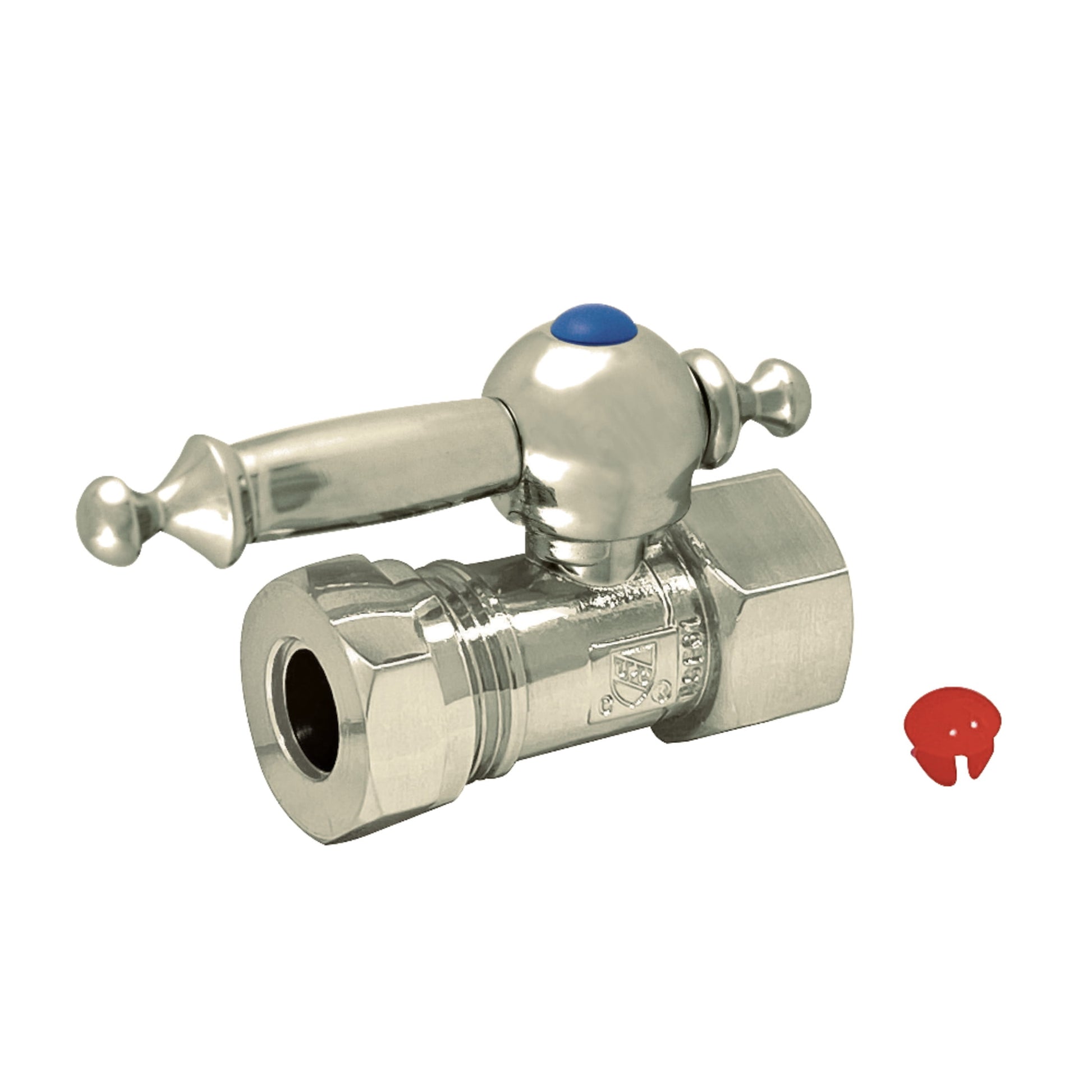Kingston Brass CC44158TL 1/2-Inch FIP x 1/2-Inch or 7/16-Inch Slip Joint Quarter-Turn Straight Shut-Off Valve in Brushed Nickel