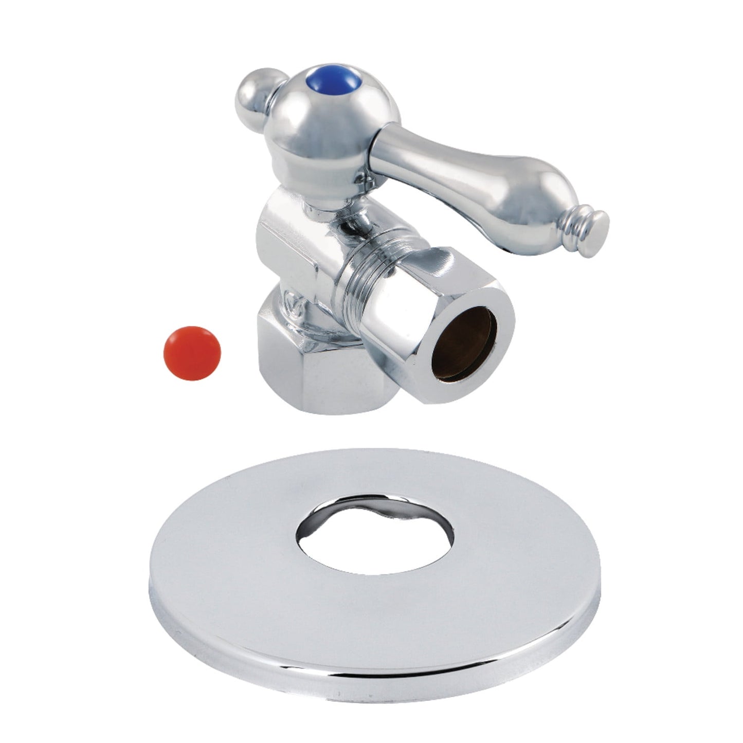 Kingston Brass CC44401K 1/2" FIP x 1/2" OD Comp Quarter-Turn Angle Stop Valve with Flange, Polished Chrome