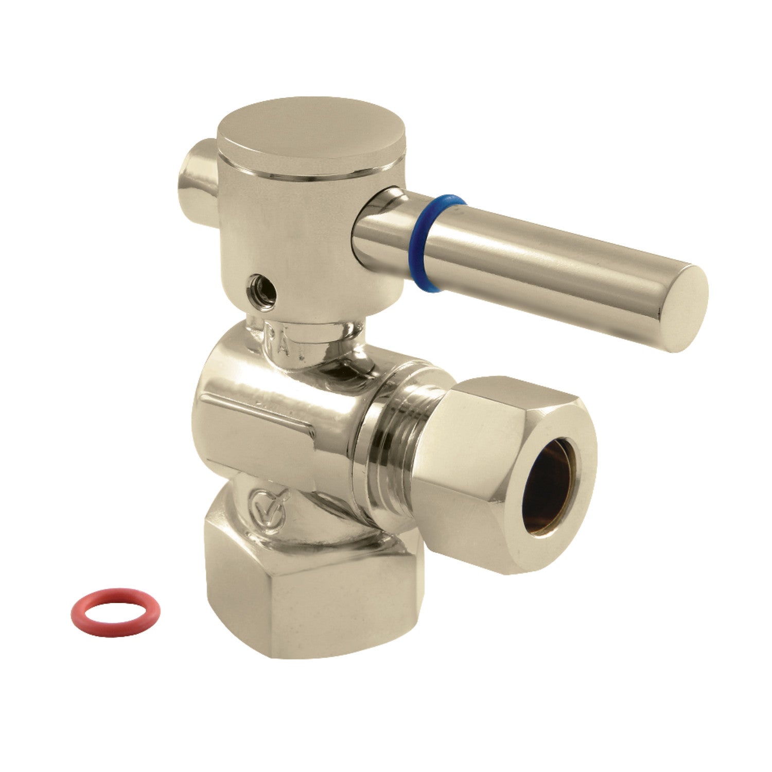 Kingston Brass CC44408DL 1/2" FIP x 1/2" OD Comp Angle Stop Valve, Brushed Nickel