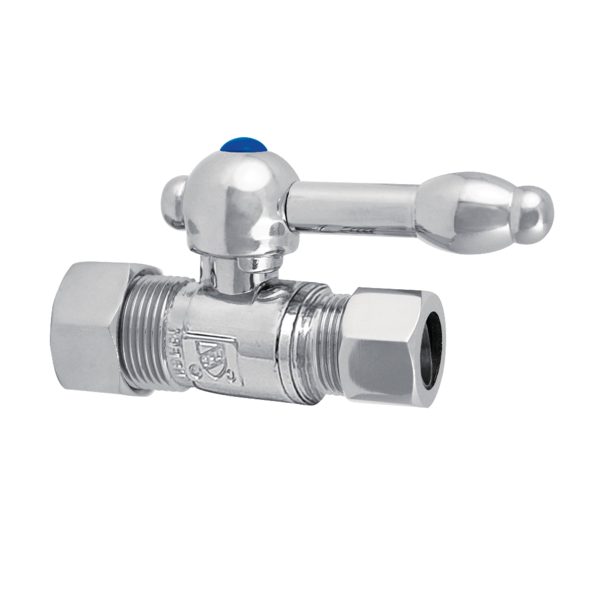 Kingston Brass CC44451KL 5/8-Inch O.D. Comp x 1/2-Inch O.D. Comp Quarter-Turn Straight Shut-Off Valve in Polished Chrome