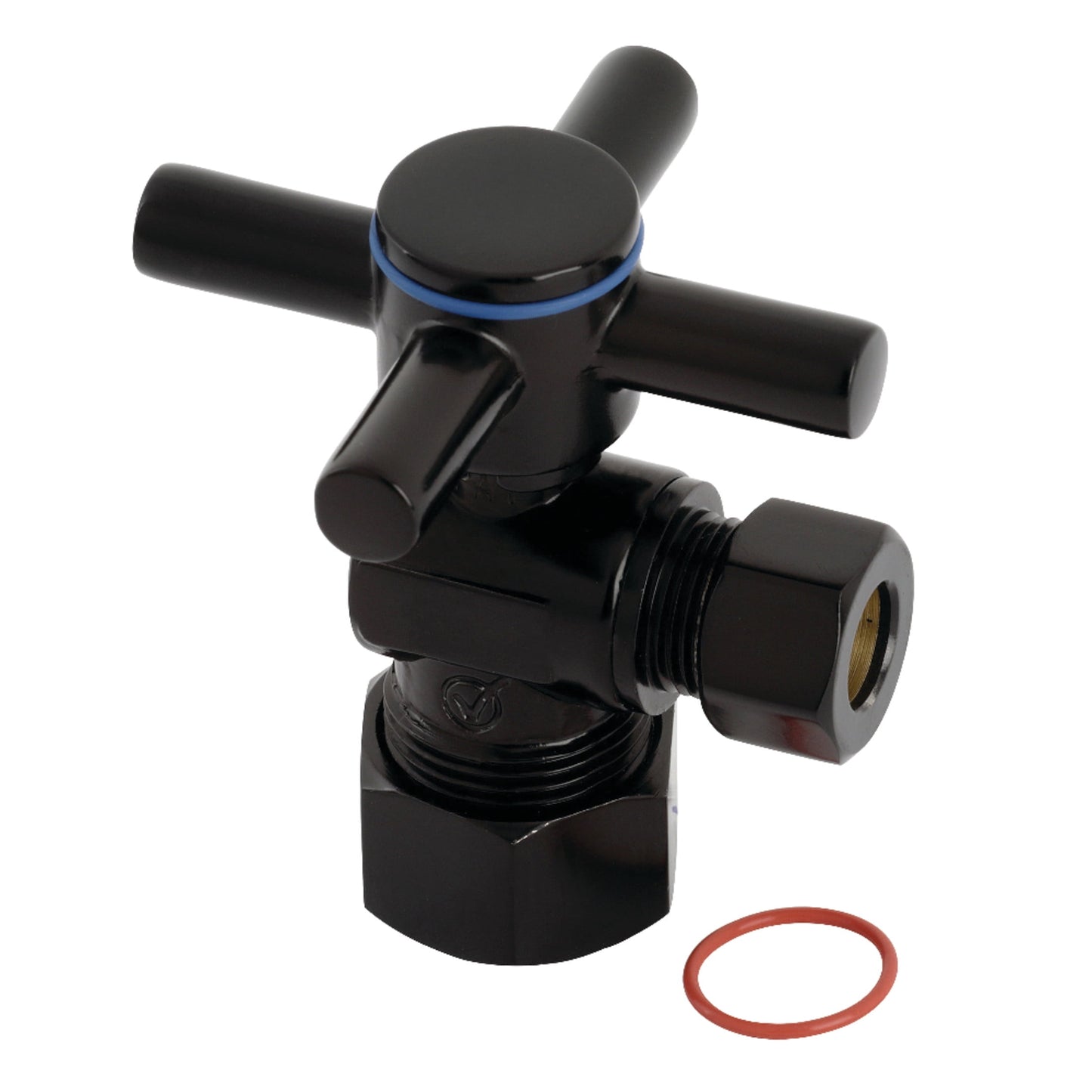 Kingston Brass CC53300DX 5/8-Inch O.D. Comp x 3/8-Inch O.D. Comp Quarter-Turn Angle Shut-Off Valve in Matte Black