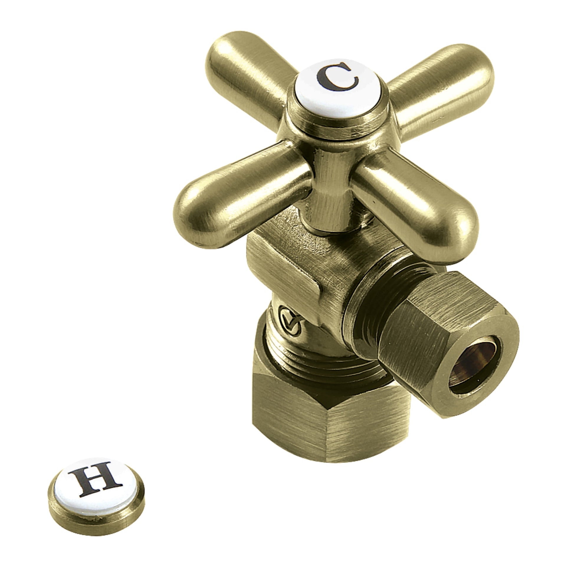 Kingston Brass CC53301X 5/8-Inch O.D. Comp x 3/8-Inch O.D. Comp Quarter-Turn Angle Shut-Off Valve in Polished Chrome