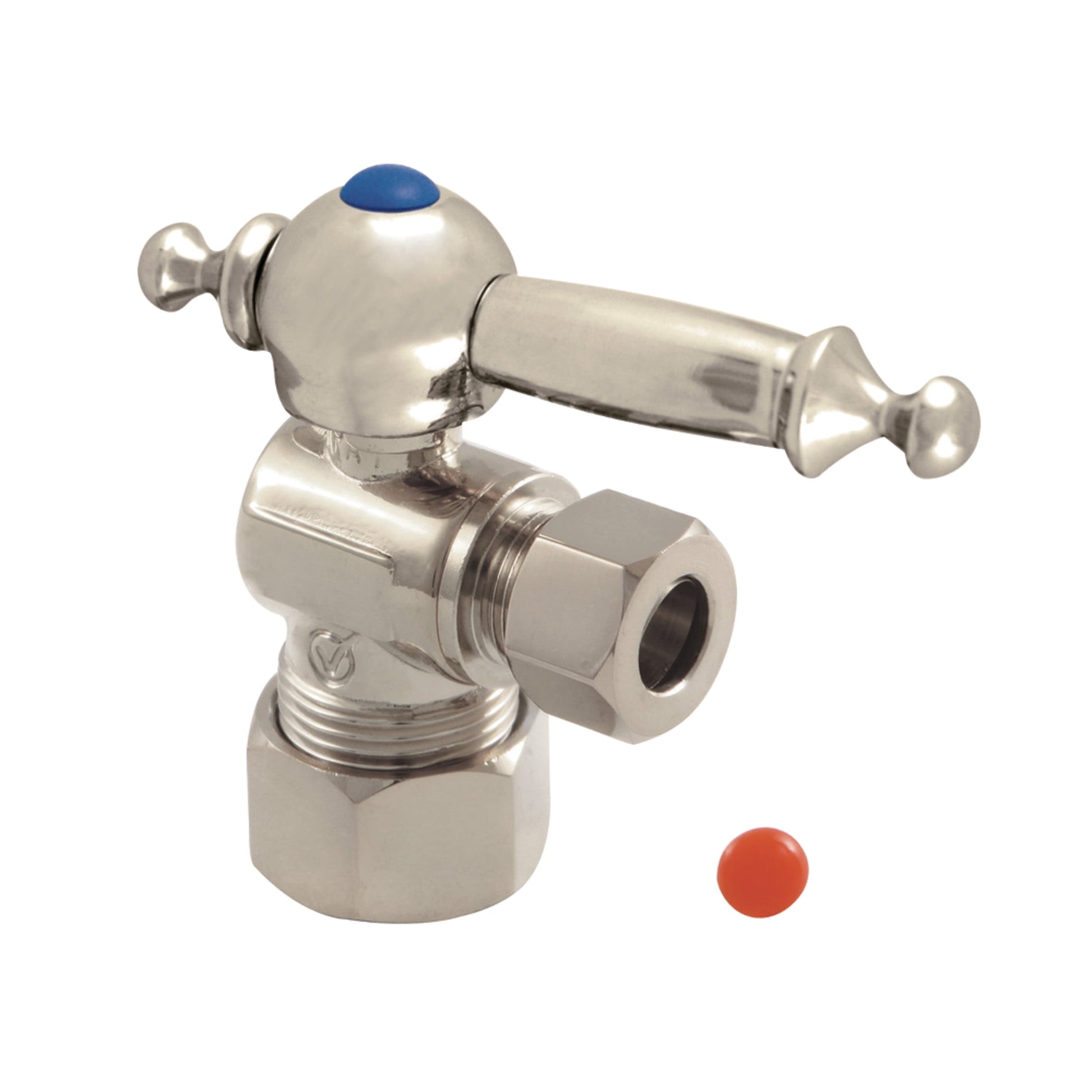 Kingston Brass CC53308TL 5/8-Inch O.D. Comp x 3/8-Inch O.D. Comp Quarter-Turn Angle Shut-Off Valve in Brushed Nickel
