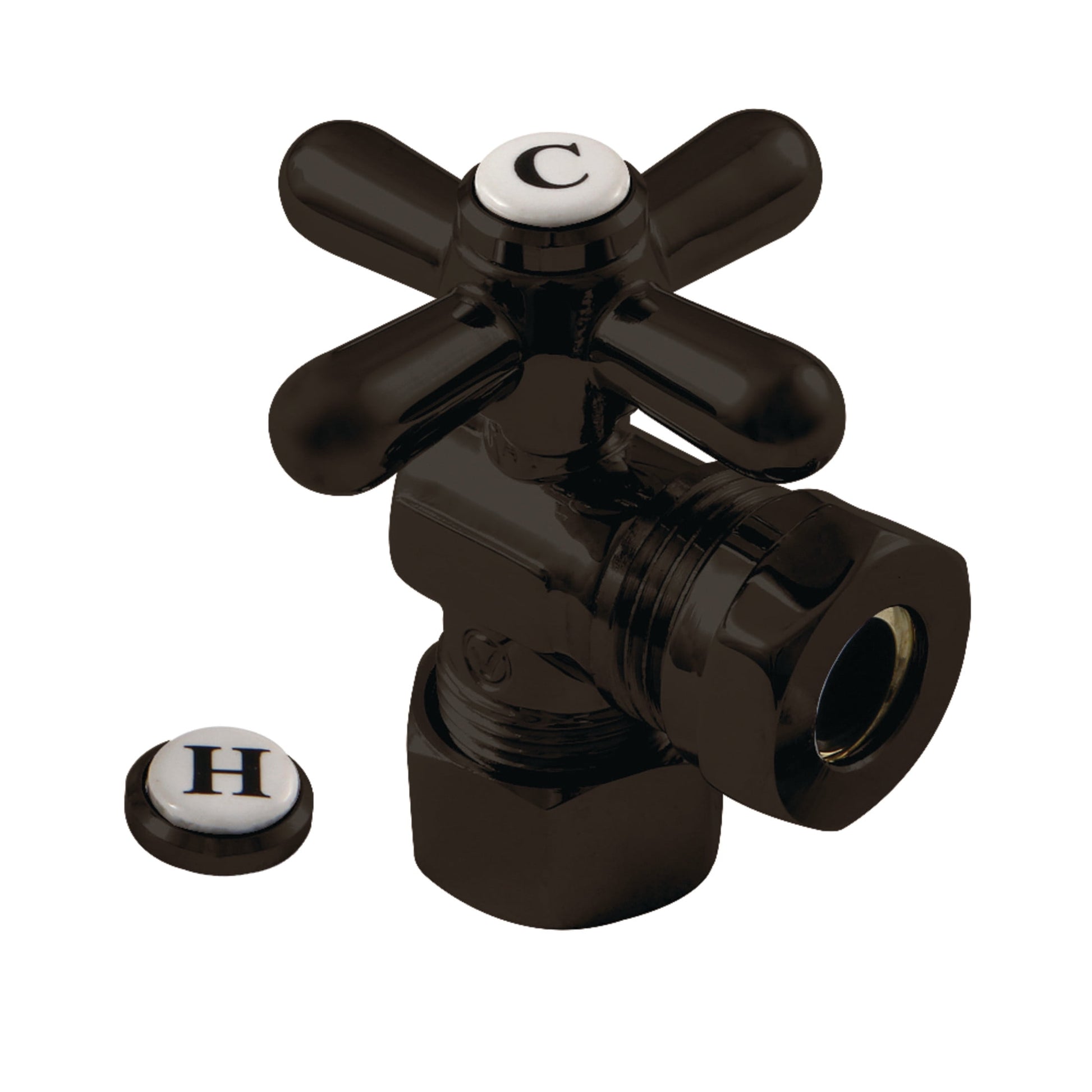 Kingston Brass CC54305X 5/8-Inch O.D. Comp x 1/2-Inch or 7/16-Inch Slip Joint Quarter-Turn Angle Shut-Off Valve in Oil Rubbed Bronze