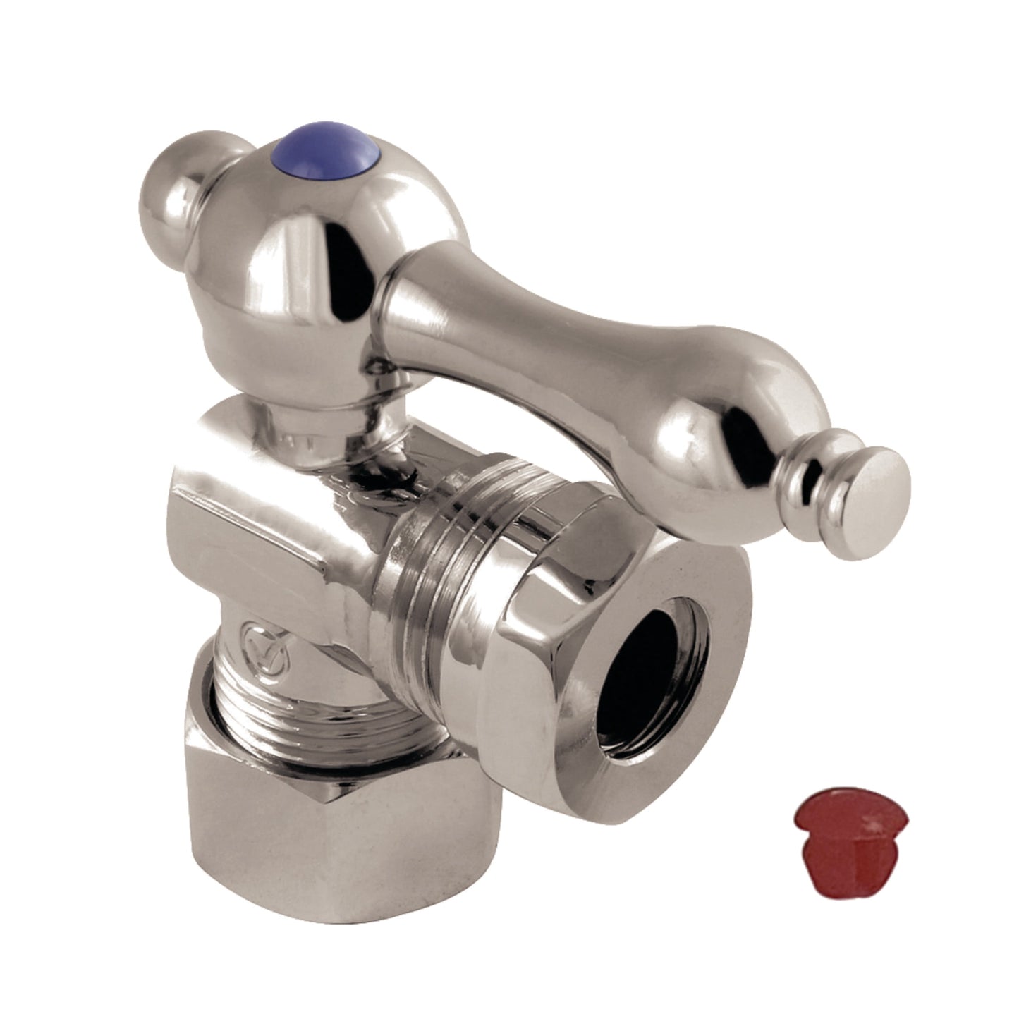 Kingston Brass CC54308 5/8-Inch O.D. Comp x 1/2-Inch or 7/16-Inch Slip Joint Quarter-Turn Angle Shut-Off Valve in Brushed Nickel