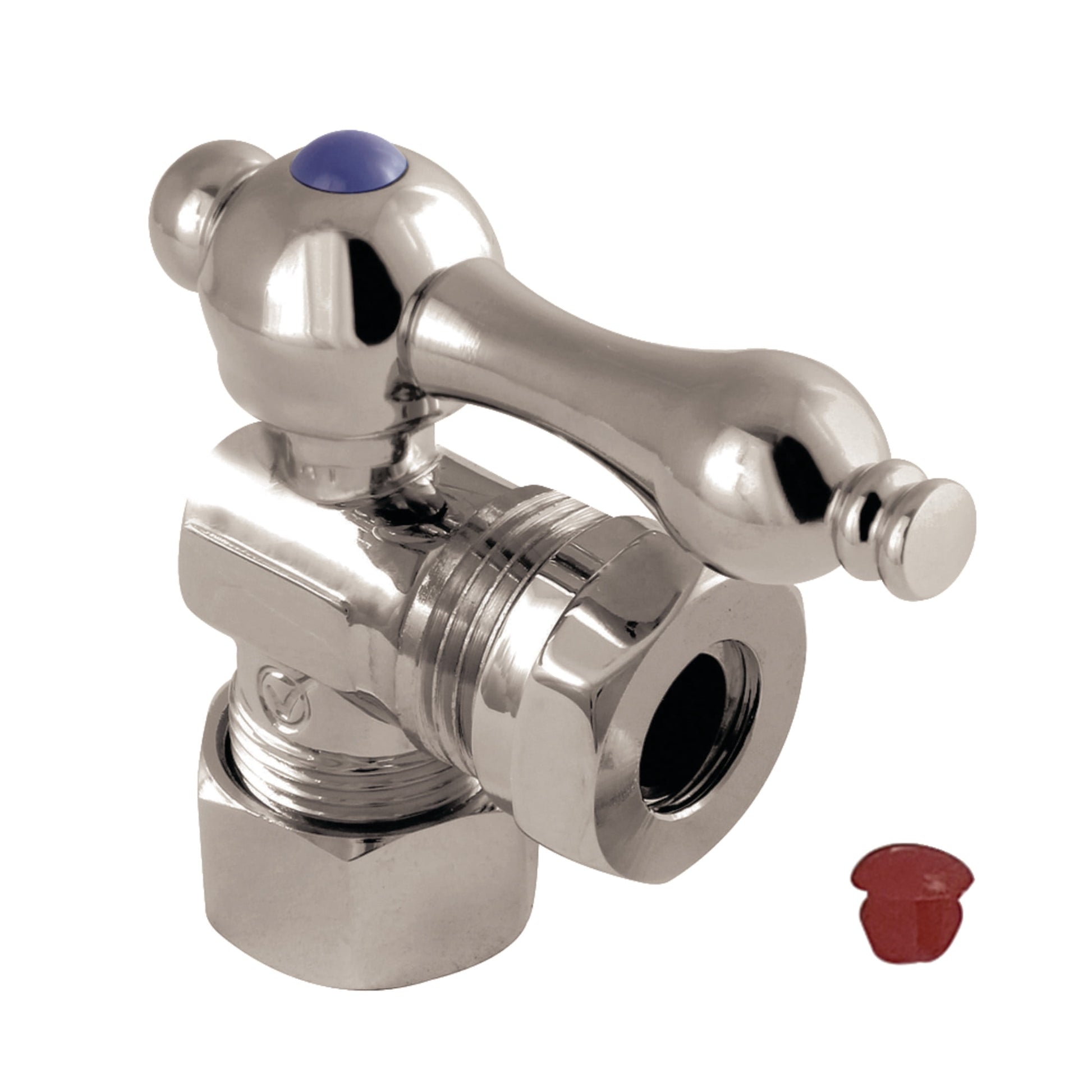 Kingston Brass CC54308 5/8-Inch O.D. Comp x 1/2-Inch or 7/16-Inch Slip Joint Quarter-Turn Angle Shut-Off Valve in Brushed Nickel