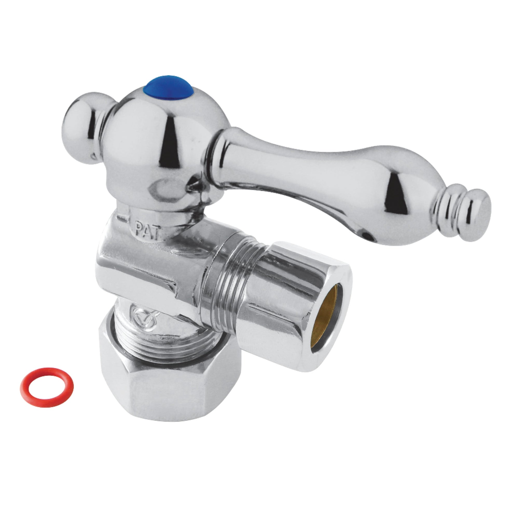 Kingston Brass CC54401 5/8-Inch O.D. Comp x 1/2-Inch O.D. Comp Quarter-Turn Angle Shut-Off Valve in Polished Chrome