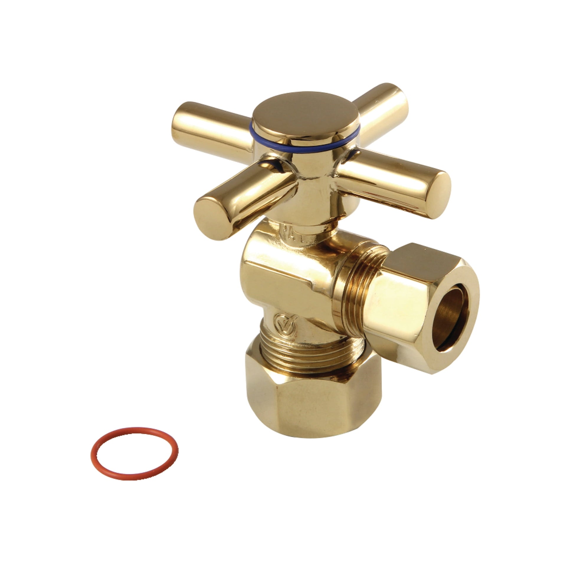 Kingston Brass CC54402DX 5/8-Inch O.D. Comp x 1/2-Inch O.D. Comp Quarter-Turn Angle Shut-Off Valve in Polished Brass