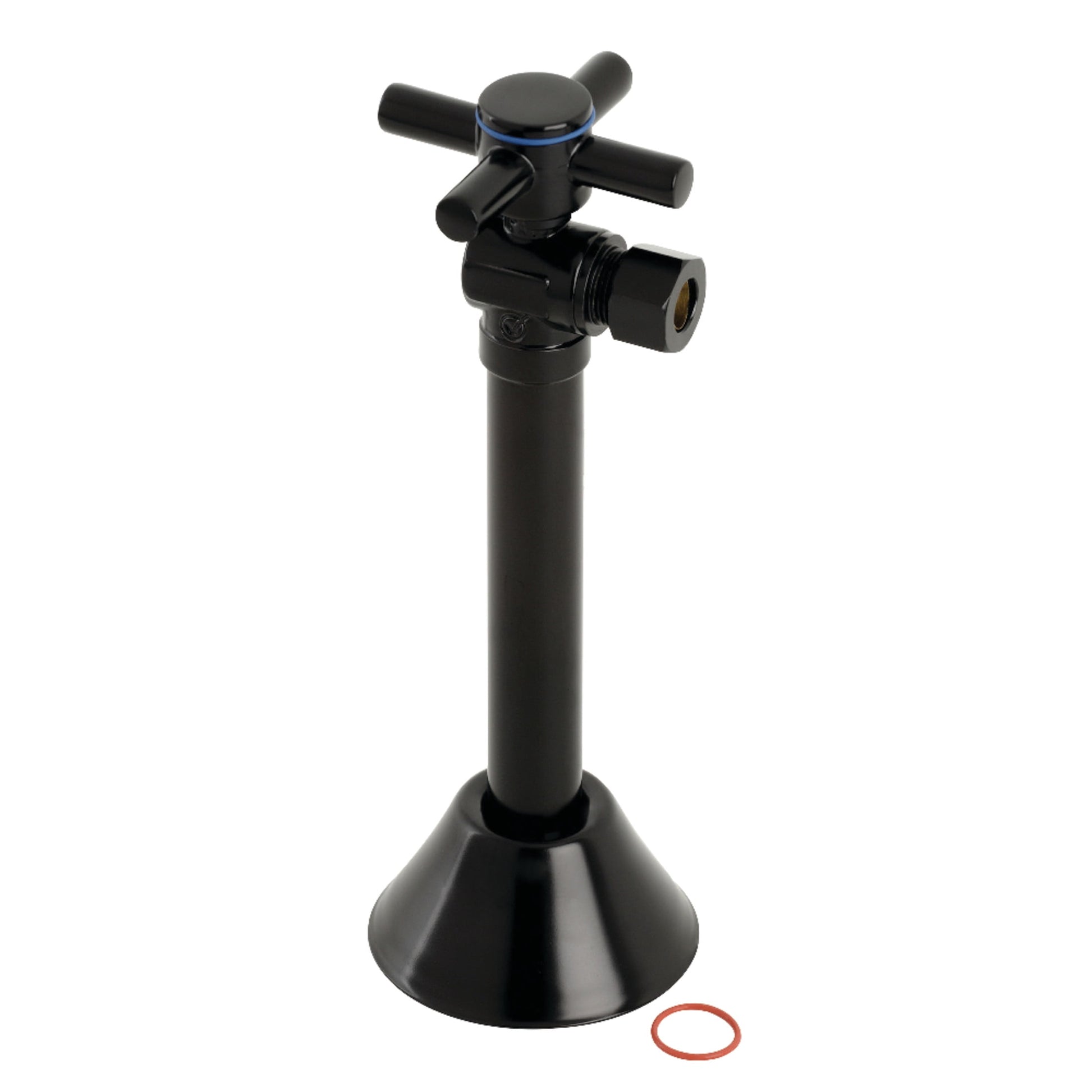 Kingston Brass CC83200DX 1/2-Inch Sweat x 3/8-Inch O.D. Comp Angle Shut-Off Valve with 5-Inch Extension in Matte Black