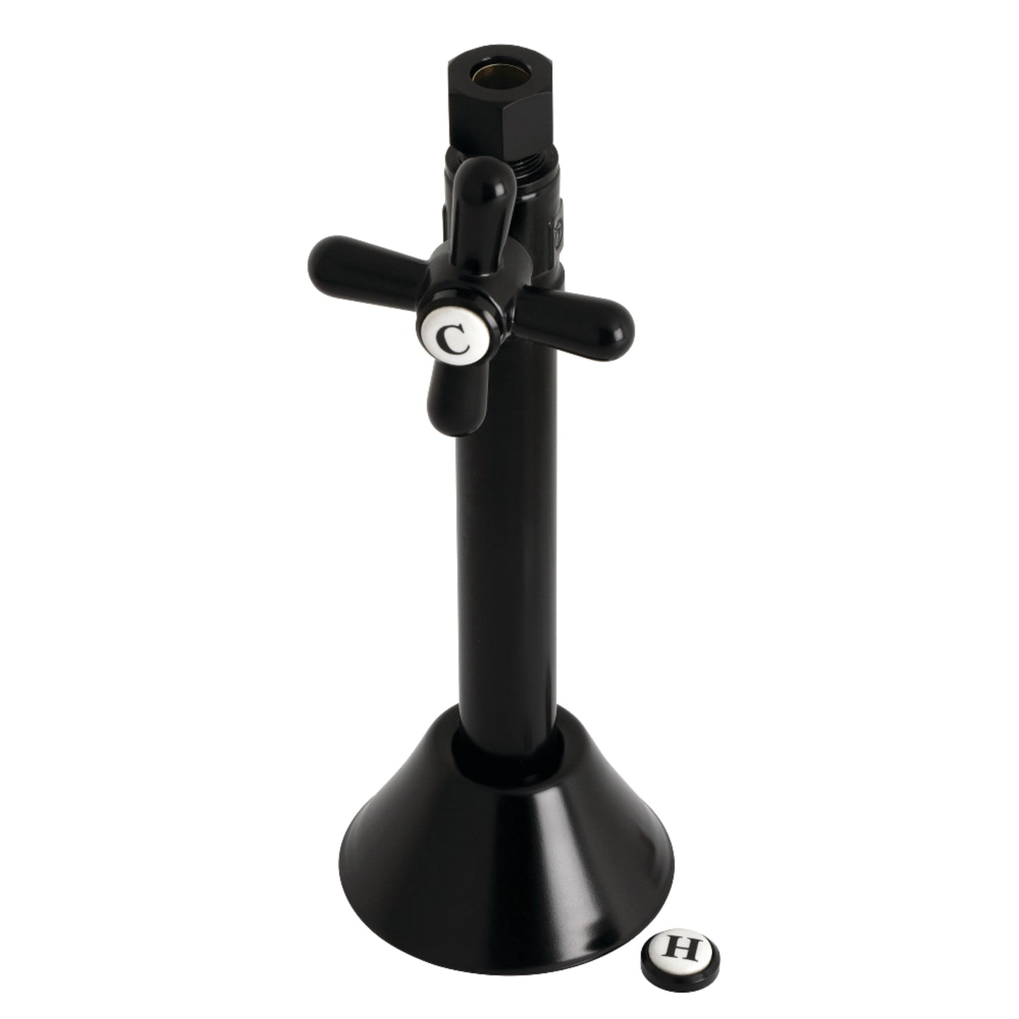 Kingston Brass CC83250X 1/2-Inch Sweat x 3/8-Inch O.D. Comp Straight Shut-Off Valve with 5-Inch Extension in Matte Black