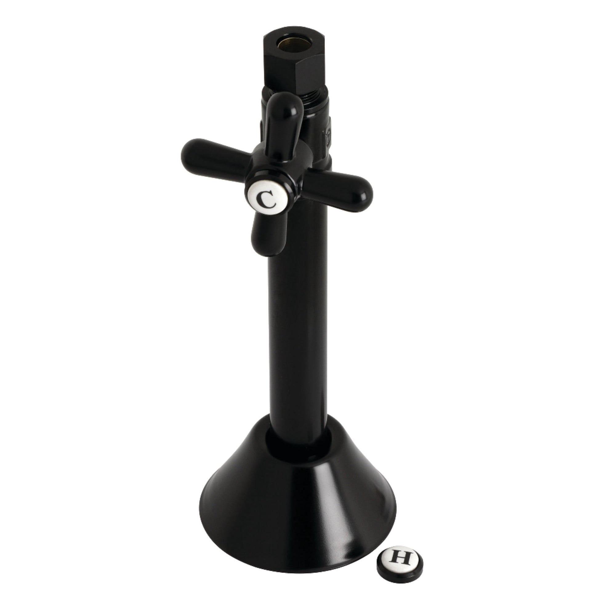 Kingston Brass CC83250X 1/2-Inch Sweat x 3/8-Inch O.D. Comp Straight Shut-Off Valve with 5-Inch Extension in Matte Black