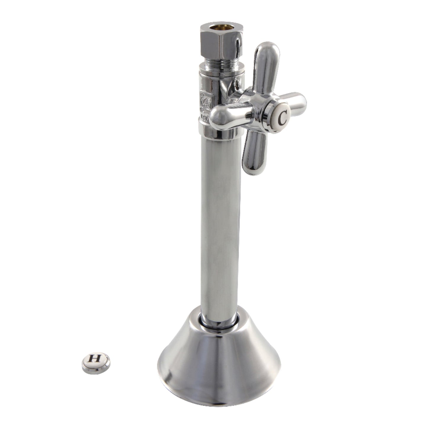 Kingston Brass CC83251X 1/2-Inch Sweat x 3/8-Inch O.D. Comp Straight Shut-Off Valve with 5-Inch Extension in Polished Chrome