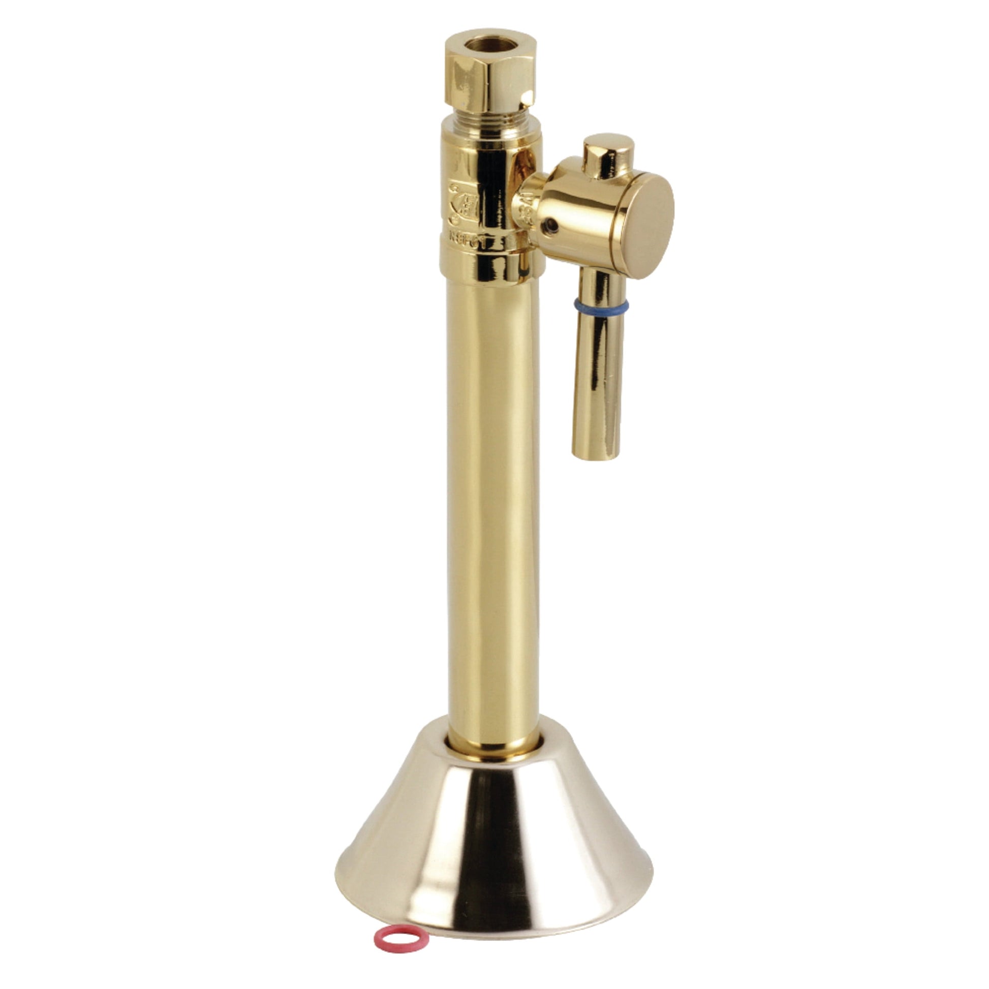 Kingston Brass CC83252DL 1/2-Inch Sweat x 3/8-Inch O.D. Comp Straight Shut-Off Valve with 5-Inch Extension in Polished Brass