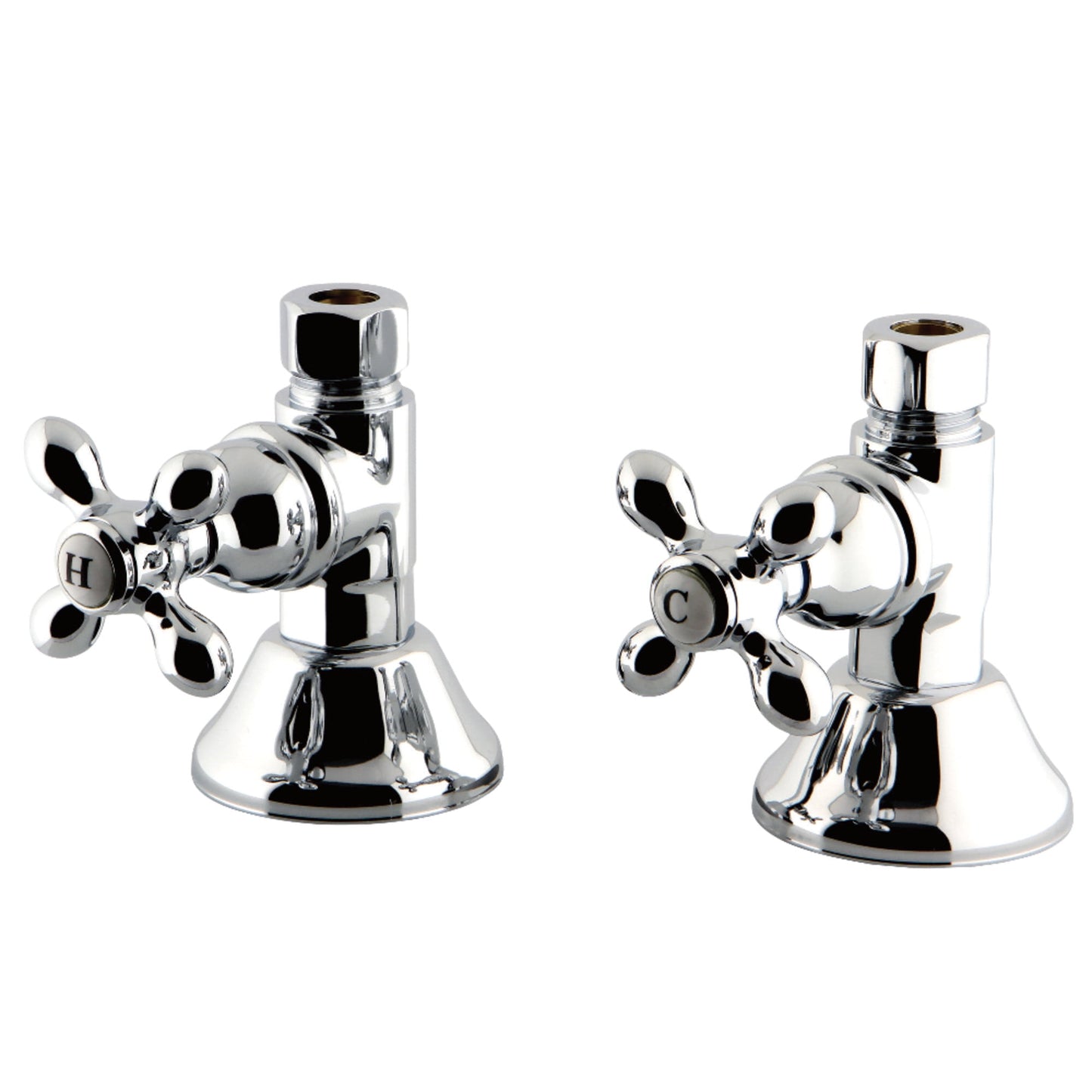 Kingston Brass CCK44151AX 1/2-Inch FIP x 1/2-Inch O.D. Comp Quarter-Turn Straight Shut-Off Valve in Polished Chrome