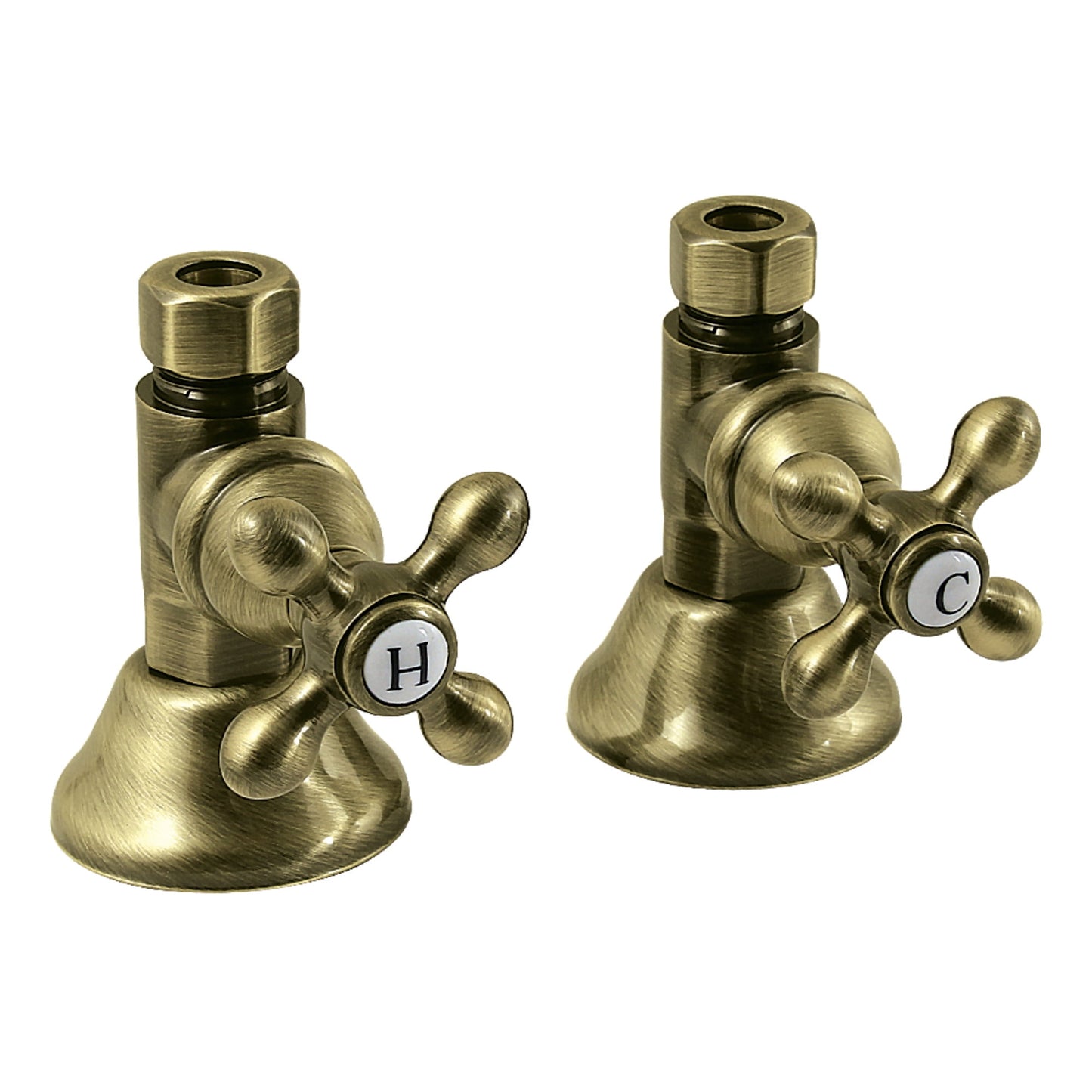 Kingston Brass CCK44153AX 1/2-Inch FIP x 1/2-Inch O.D. Comp Quarter-Turn Straight Shut-Off Valve in Antique Brass