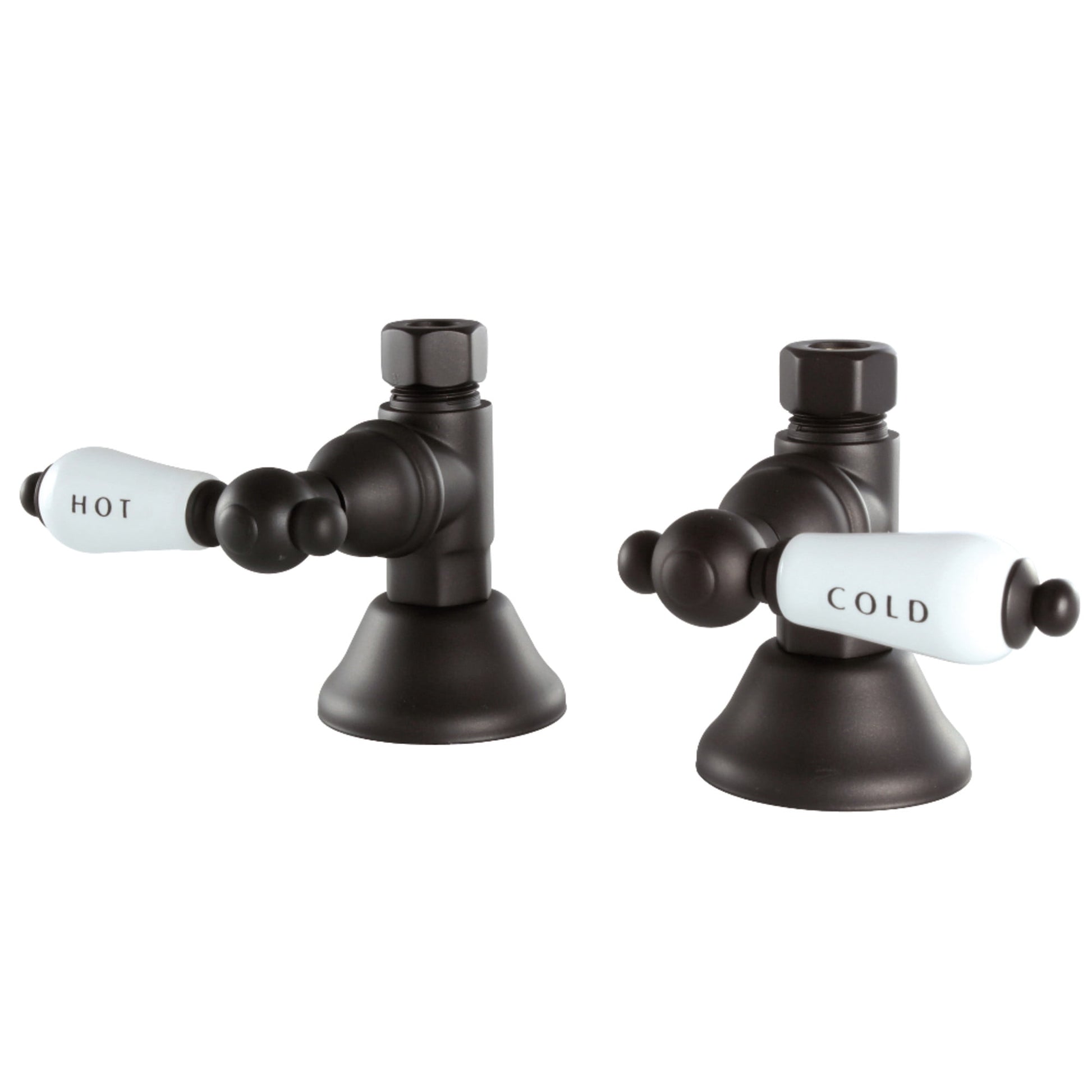 Kingston Brass CCK44155PL 1/2-Inch FIP x 1/2-Inch O.D. Comp Quarter-Turn Straight Shut-Off Valve in Oil Rubbed Bronze