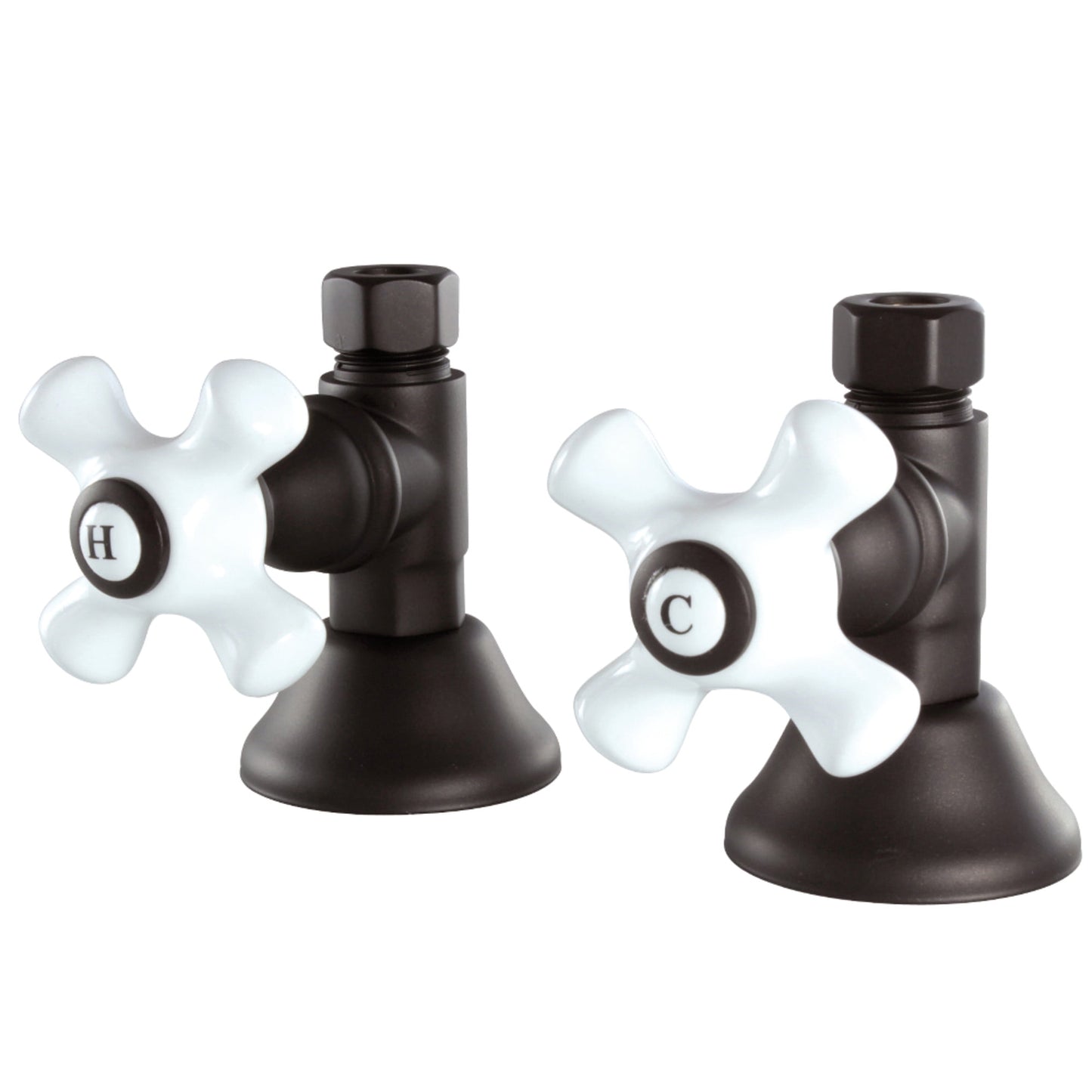 Kingston Brass CCK44155PX 1/2-Inch FIP x 1/2-Inch O.D. Comp Quarter-Turn Straight Shut-Off Valve in Oil Rubbed Bronze