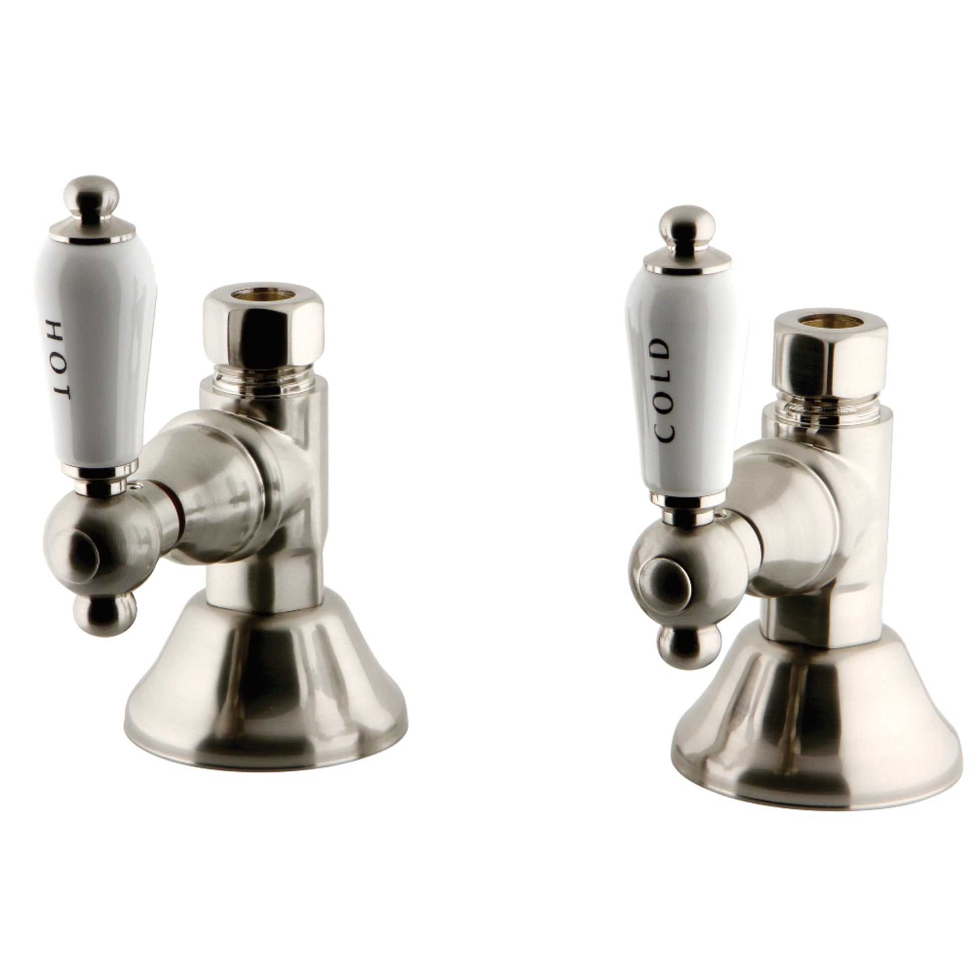Kingston Brass CCK44158PL 1/2-Inch FIP x 1/2-Inch O.D. Comp Quarter-Turn Straight Shut-Off Valve in Brushed Nickel