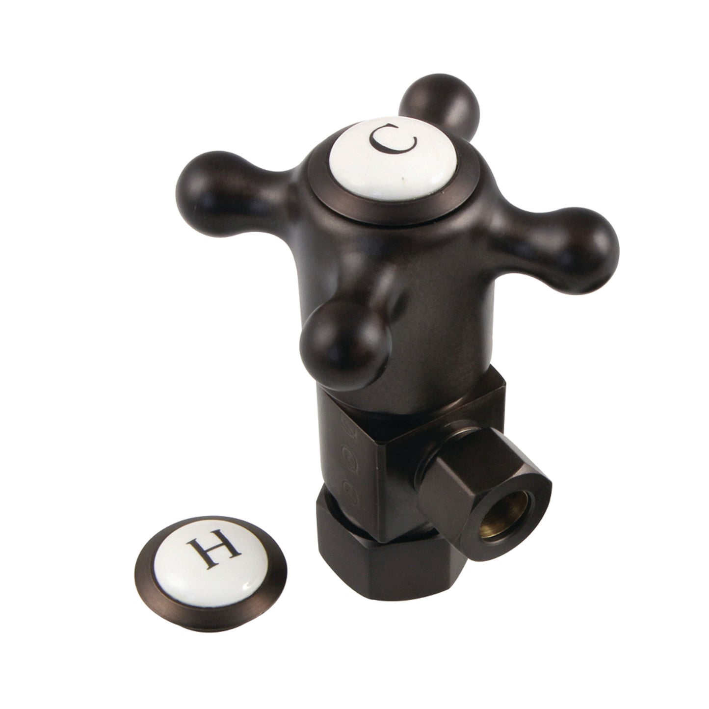 Kingston Brass CD53305BX 5/8-Inch O.D. Comp x 3/8-Inch O.D. Comp Anti-Seize Deluxe Quarter-Turn Ceramic Hardisc Cartridge Angle Stop in Oil Rubbed Bronze