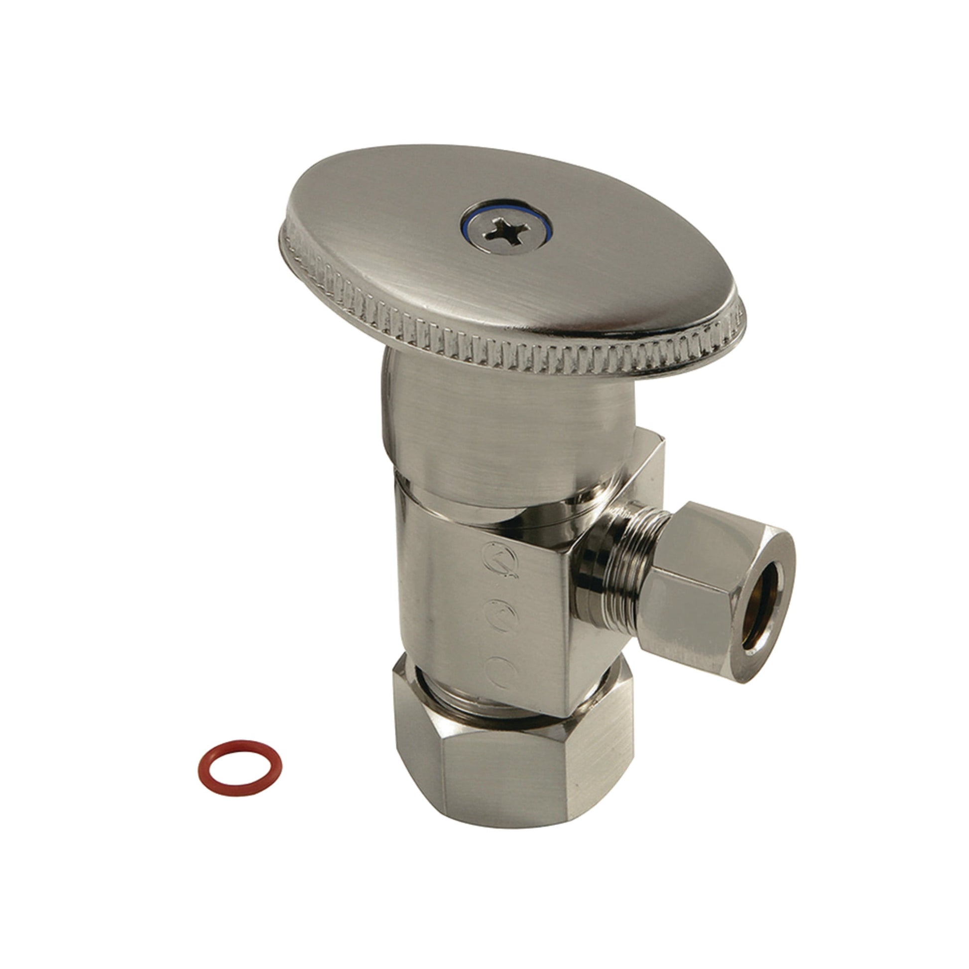 Kingston Brass CD53308VA 5/8-Inch O.D. Comp x 3/8-Inch O.D. Comp Anti-Seize Deluxe Quarter-Turn Ceramic Hardisc Cartridge Angle Stop in Brushed Nickel