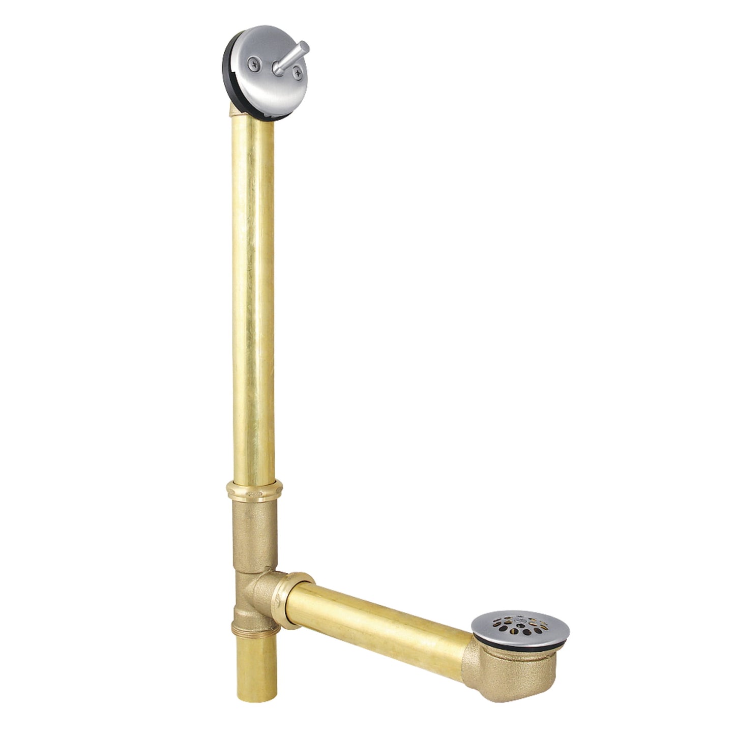 Kingston Brass DTL1181 23-Inch Brass Trip Lever Tub Waste and Overflow with Grid Strainer in Polished Chrome