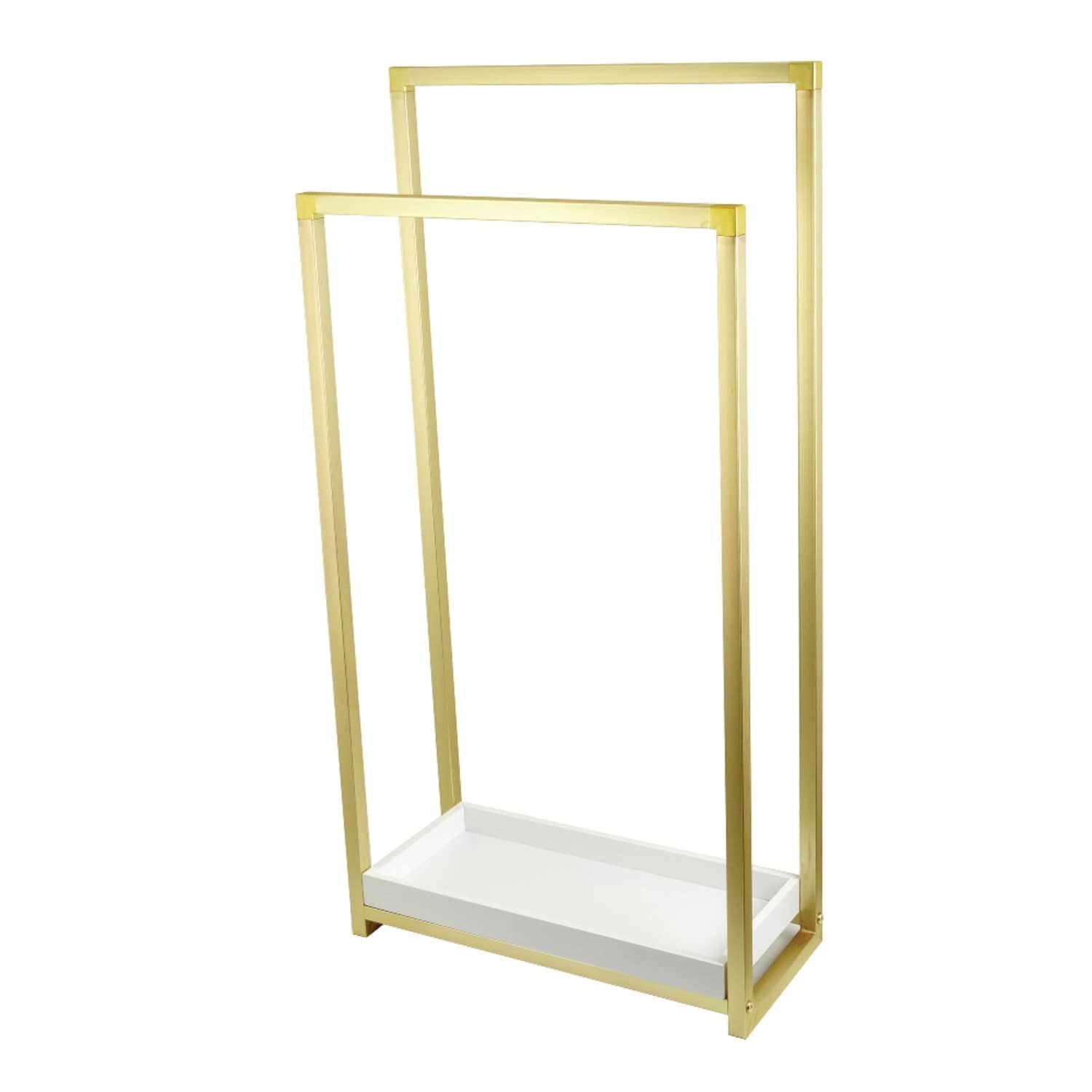 Kingston Brass SCC8260 Edenscape Pedestal 2-Tier Steel Construction Towel Rack with Wooden Case, Matte Black
