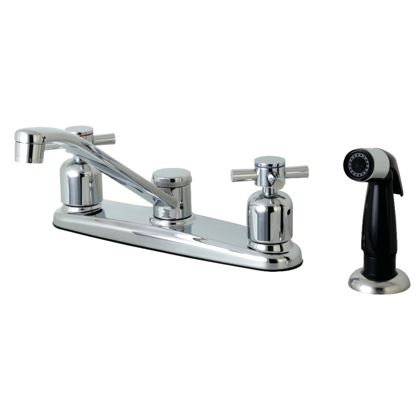 Kingston FB112DX Concord Two-Handle 4-Hole 8" Centerset Kitchen Faucet with Side Sprayer in Polished Chrome