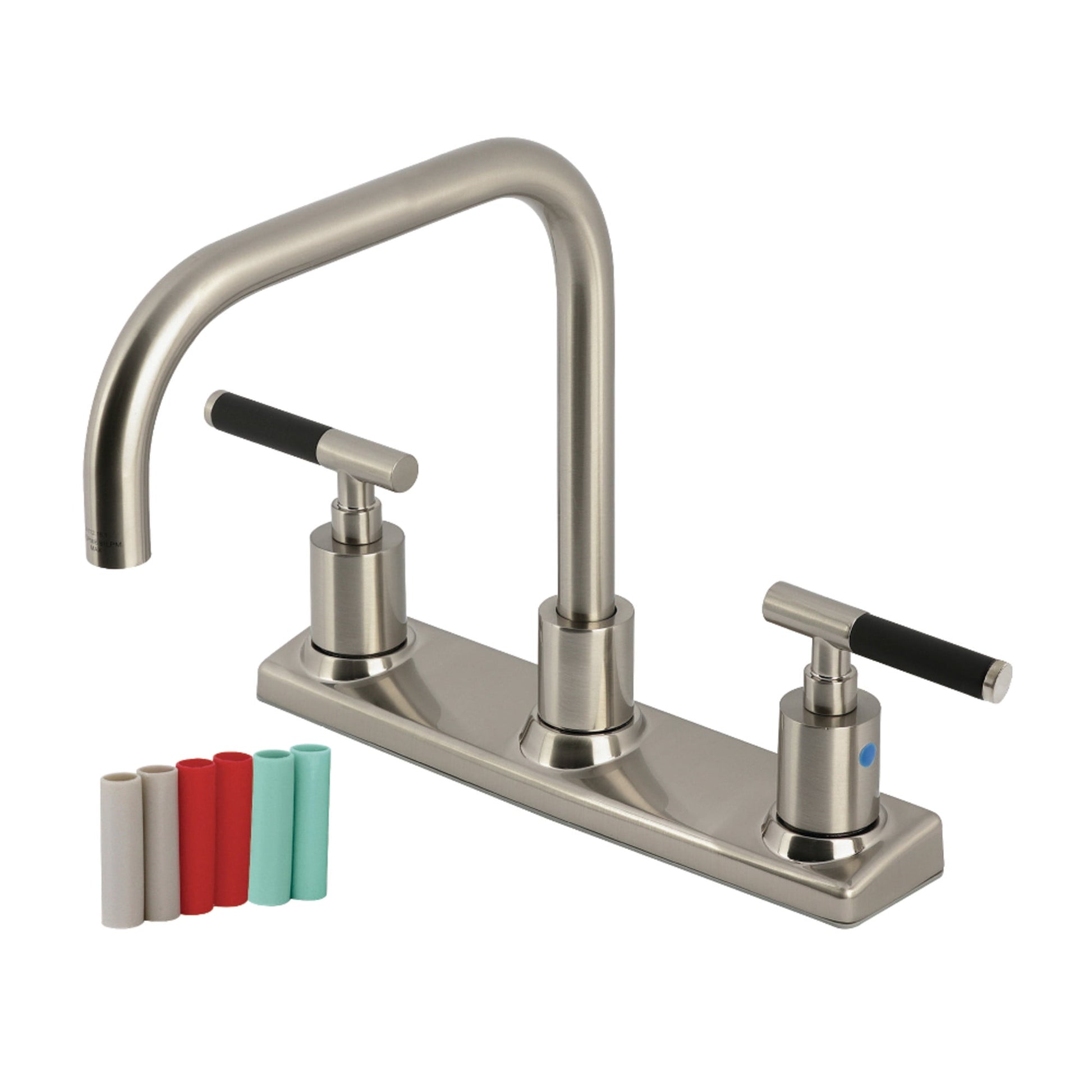 Kingston Brass FB2148CKL Kaiser Double-Handle 8" Centerset Kitchen Faucet, Brushed Nickel