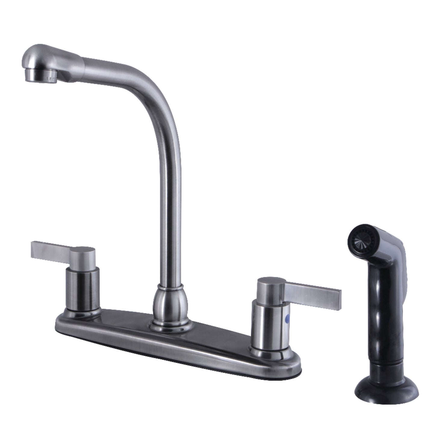 Kingston Brass NuvoFusion FB2758NDLSP 8-inch Centerset Kitchen Faucet with Side Sprayer