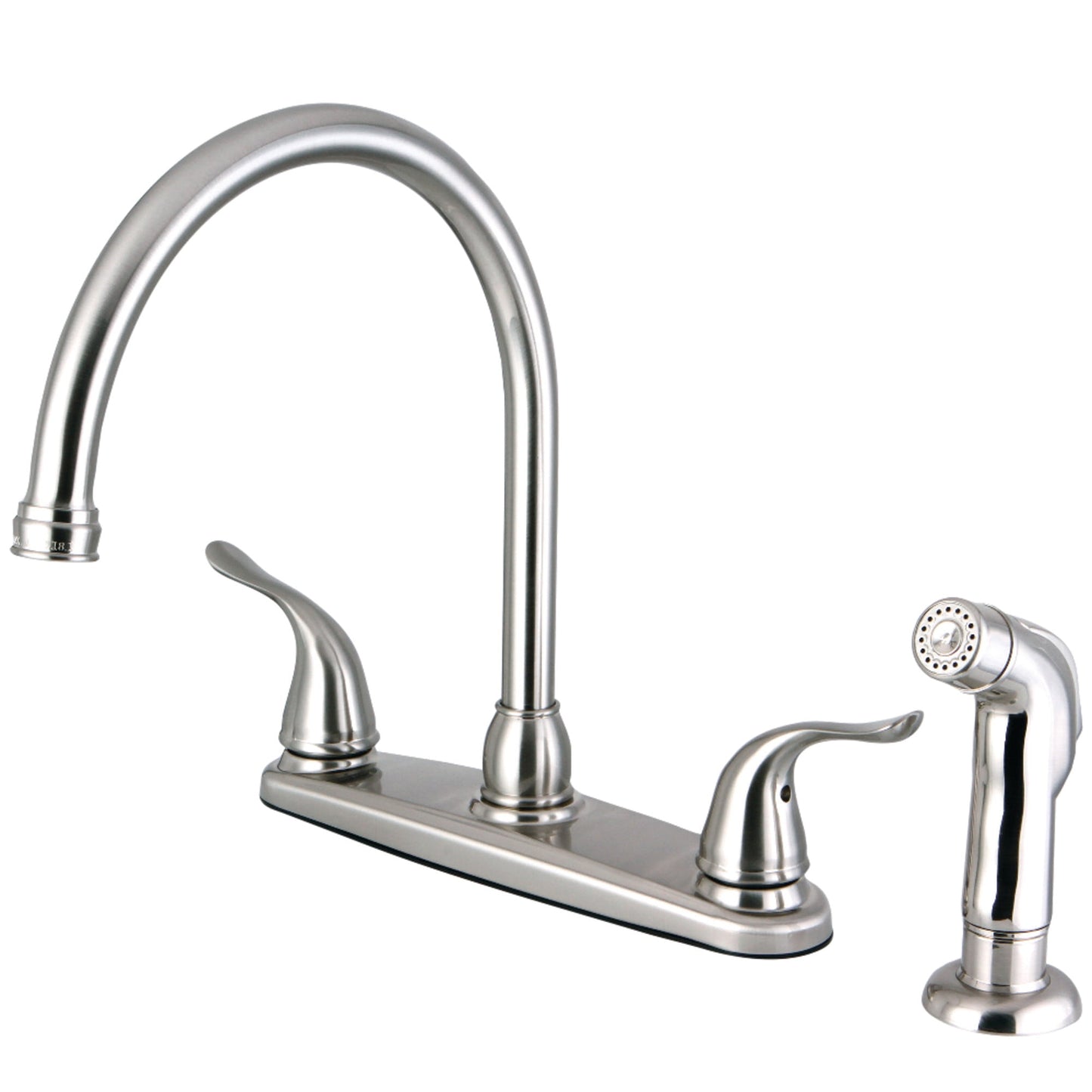 Kingston FB2798YLSP Yosemite Two-Handle 4-Hole 8" Centerset Kitchen Faucet with Side Sprayer in Brushed Nickel