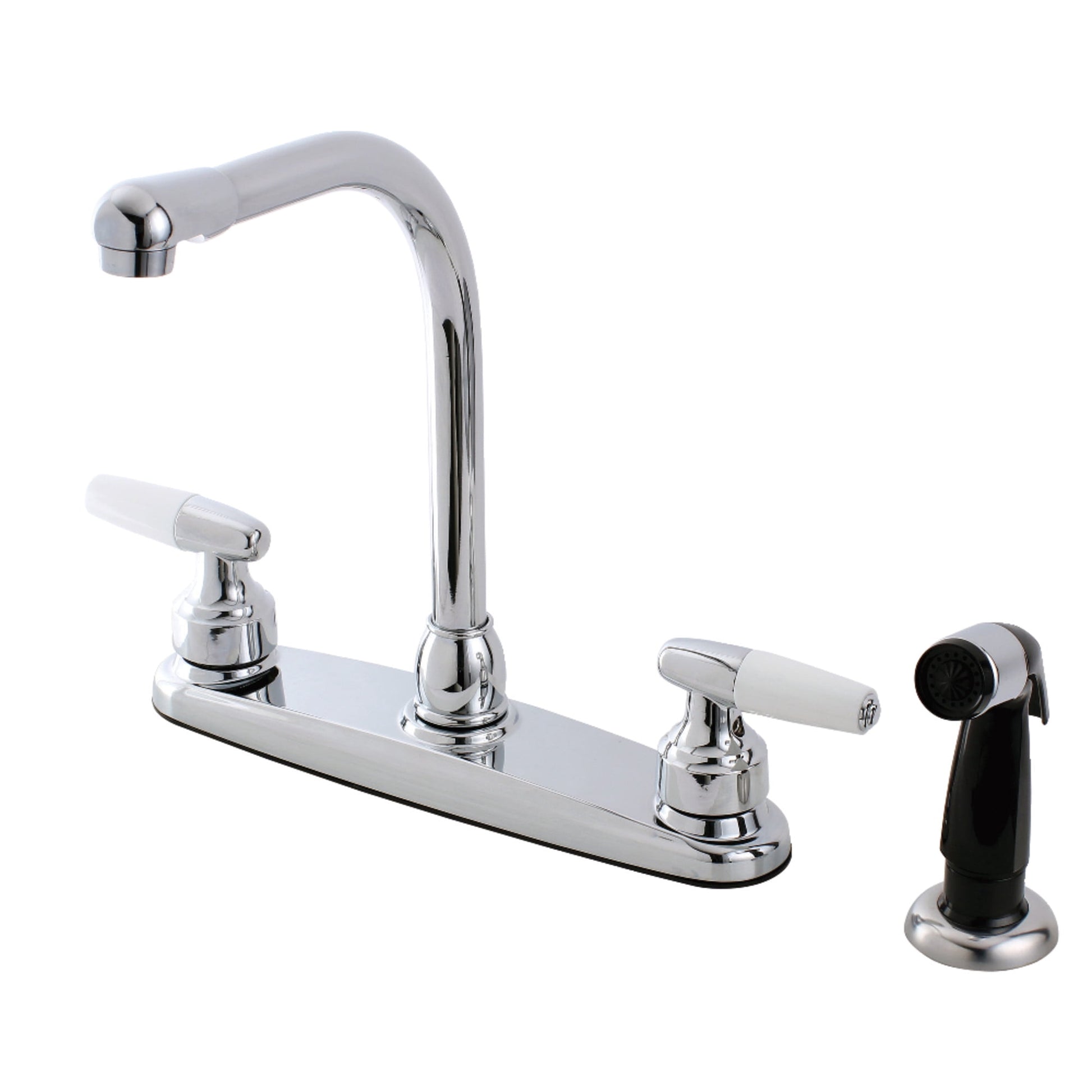 Kingston FB751 Americana Two-Handle 4-Hole 8" Centerset Kitchen Faucet with Side Sprayer in Polished Chrome