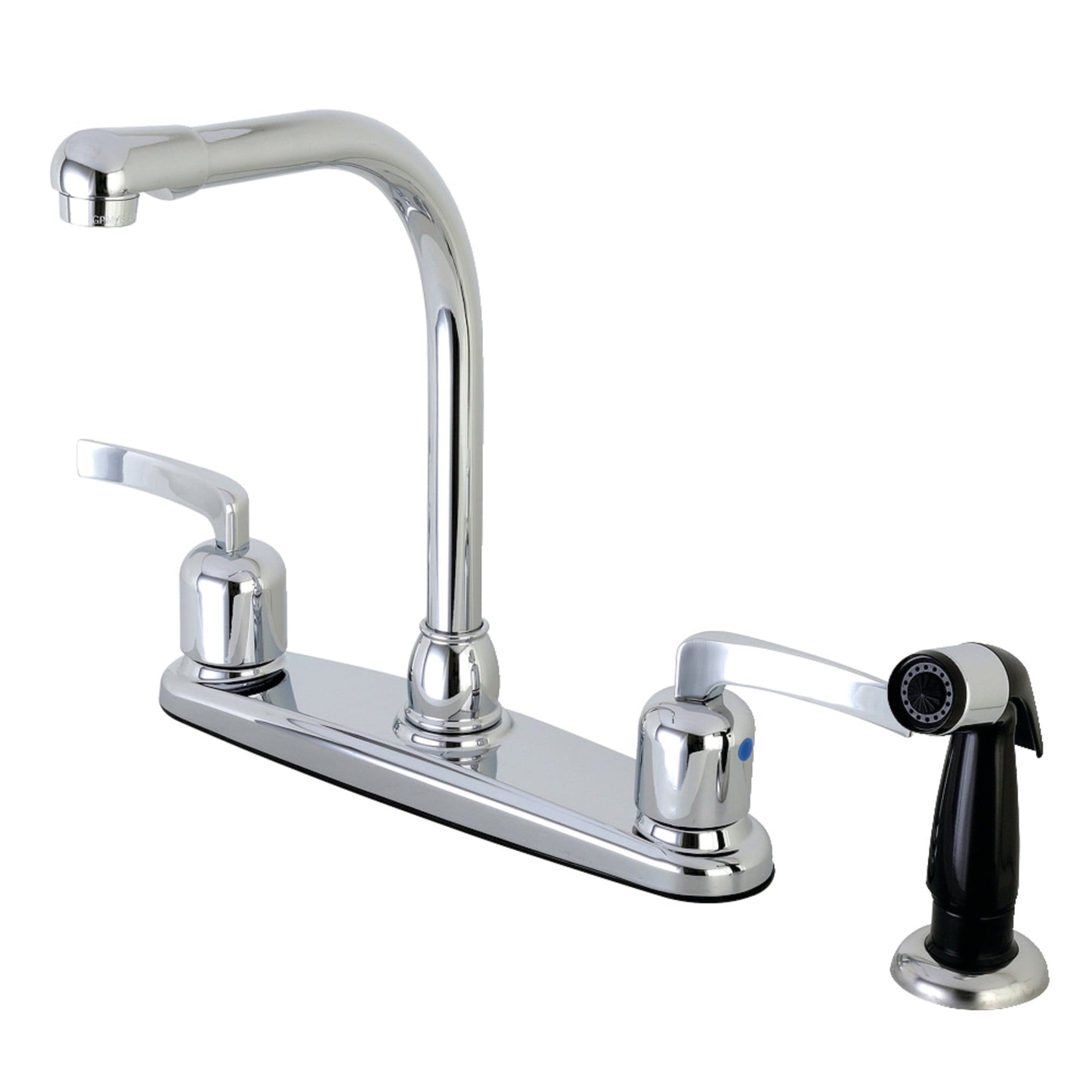 Kingston FB751EFL Centurion Two-Handle 4-Hole 8" Centerset Kitchen Faucet with Side Sprayer in Polished Chrome