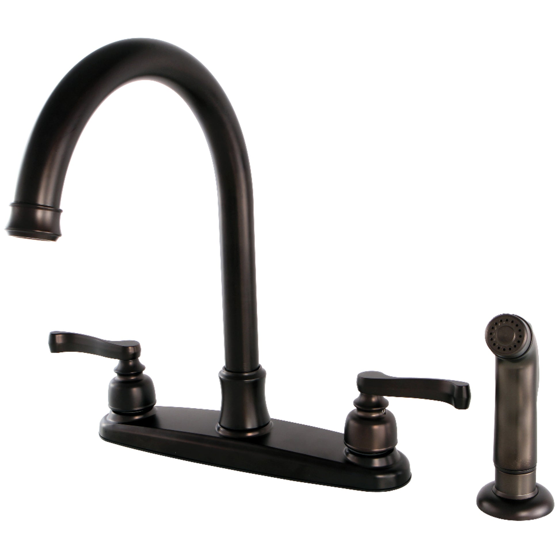 Kingston FB7795FLSP Royale Two-Handle 4-Hole 8" Centerset Kitchen Faucet with Side Sprayer in Oil Rubbed Bronze