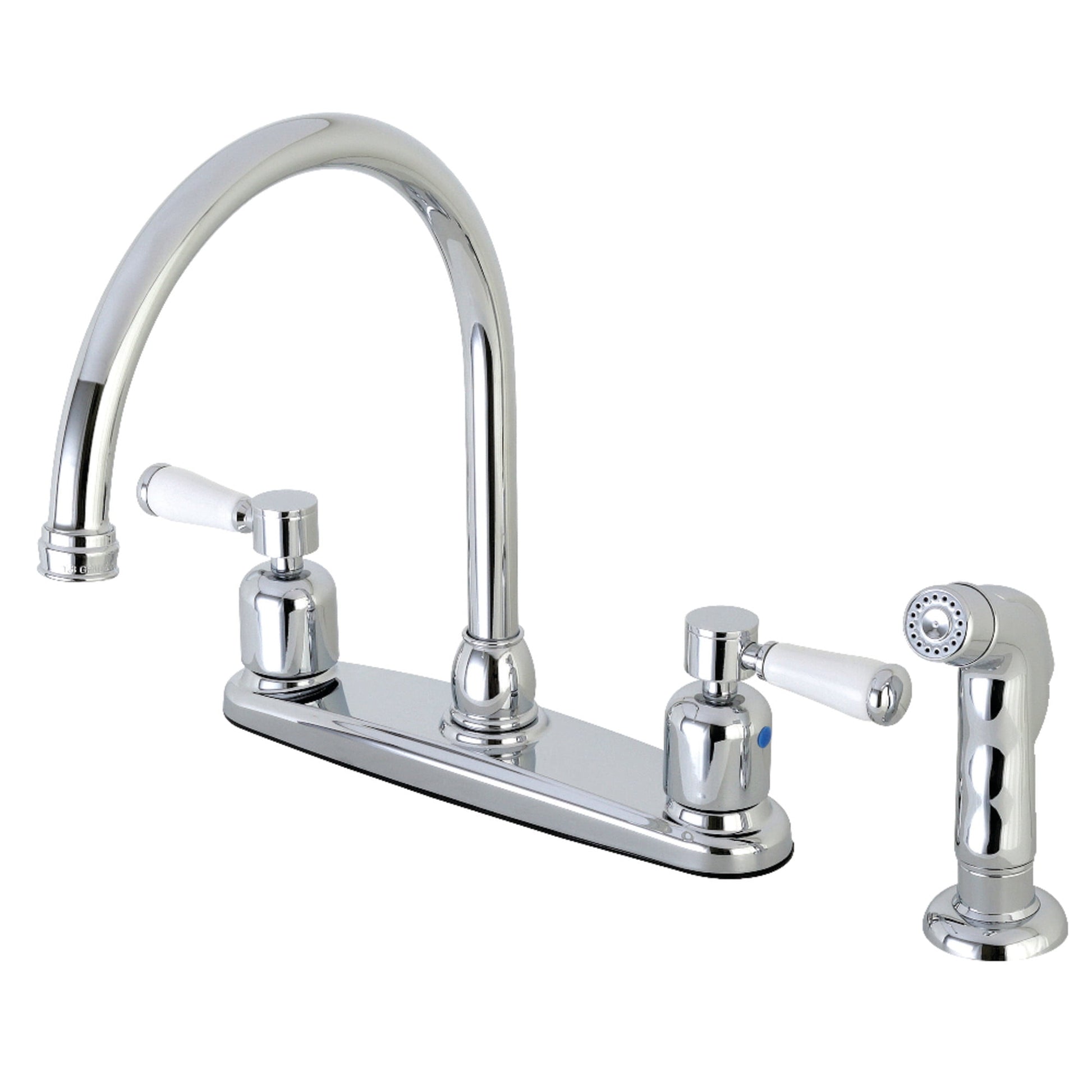Kingston FB798DPLSP Paris Two-Handle 4-Hole 8" Centerset Kitchen Faucet with Side Sprayer in Brushed Nickel