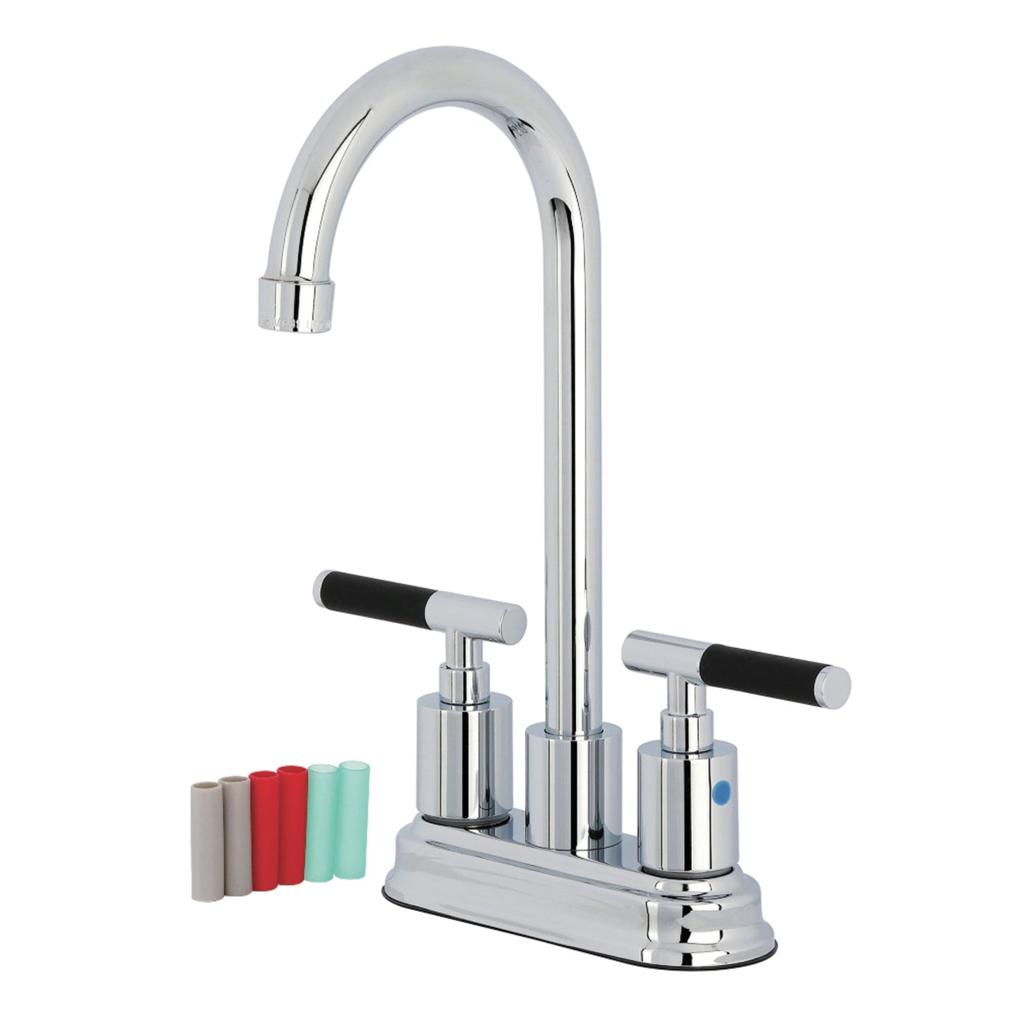 Kingston Brass FB8491CKL Kaiser Double-Handle 4" Centerset High-Arc Bar Faucet, Polished Chrome