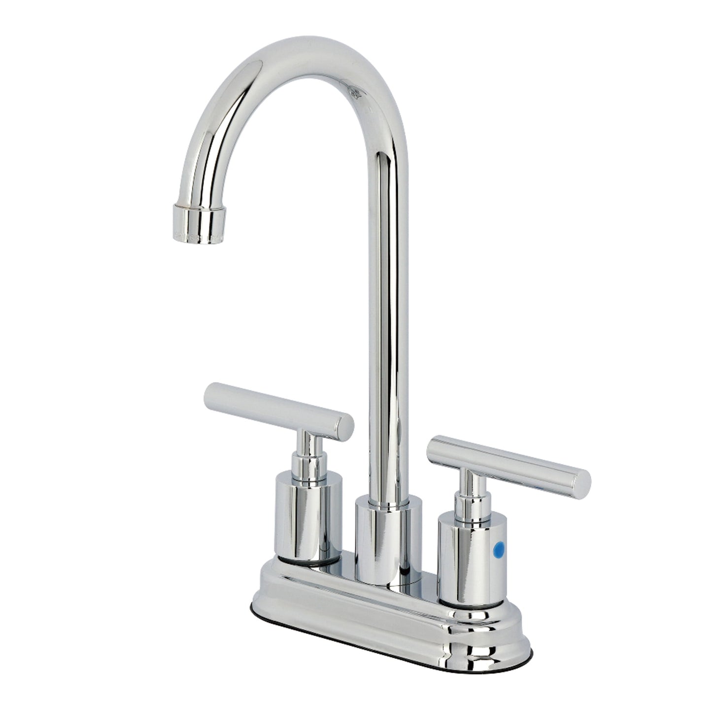 Kingston Brass FB8491CML Manhattan Double-Handle 4" Centerset High-Arc Bar Faucet, Polished Chrome