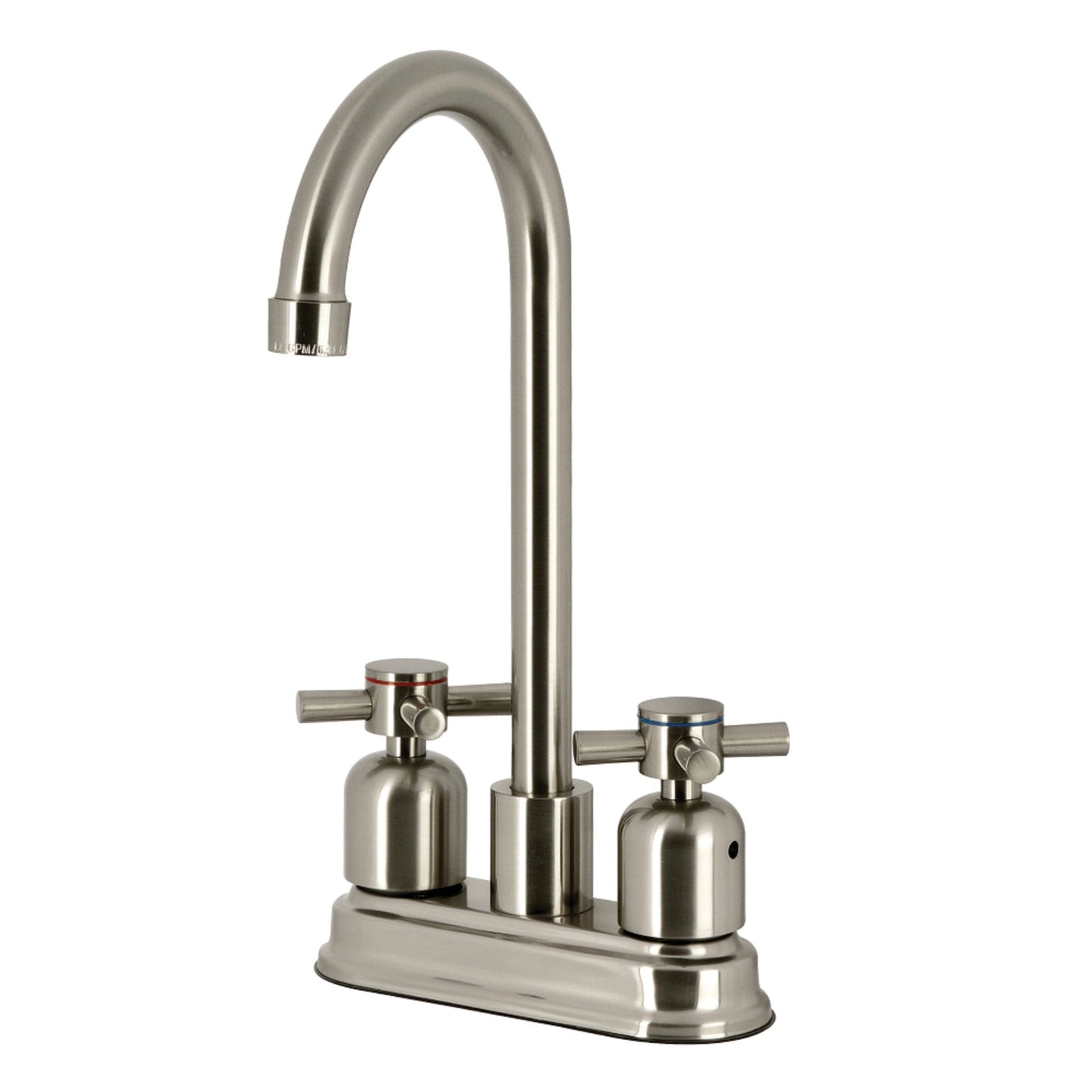 Kingston Brass FB8498DX Concord Double-Handle 4" Centerset High-Arc Bar Faucet, Brushed Nickel