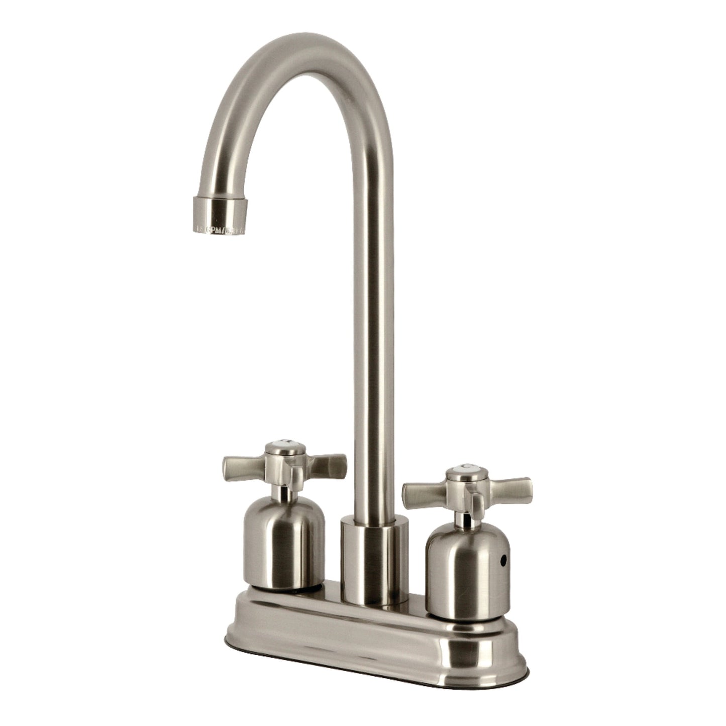 Kingston Brass FB8498ZX Millennium Double-Handle 4" Centerset High-Arc Bar Faucet, Brushed Nickel