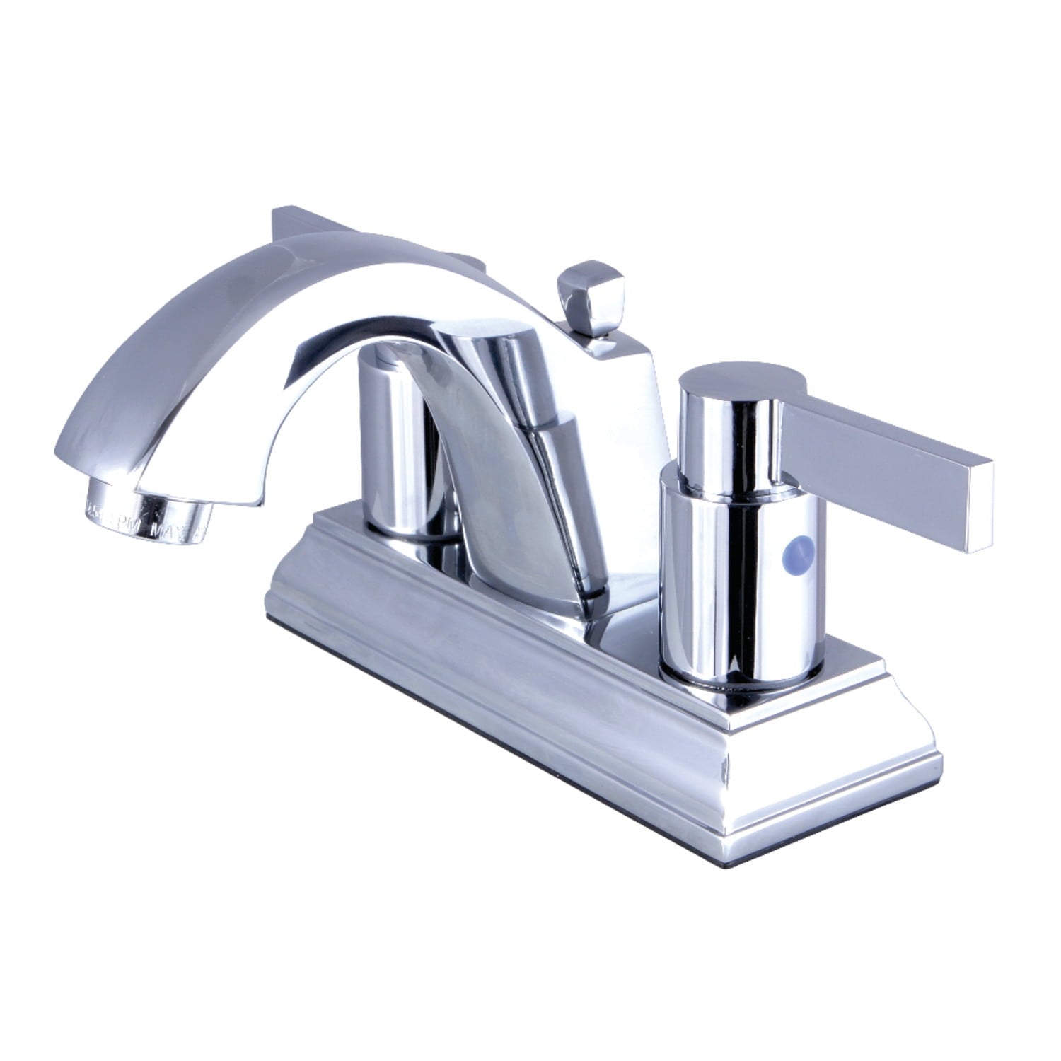 Kingston Brass FSC4641NDL NuvoFusion Grifo de BaÃ±o Central de 4 Pulgadas con Desage Emergente, Cromo Pulido