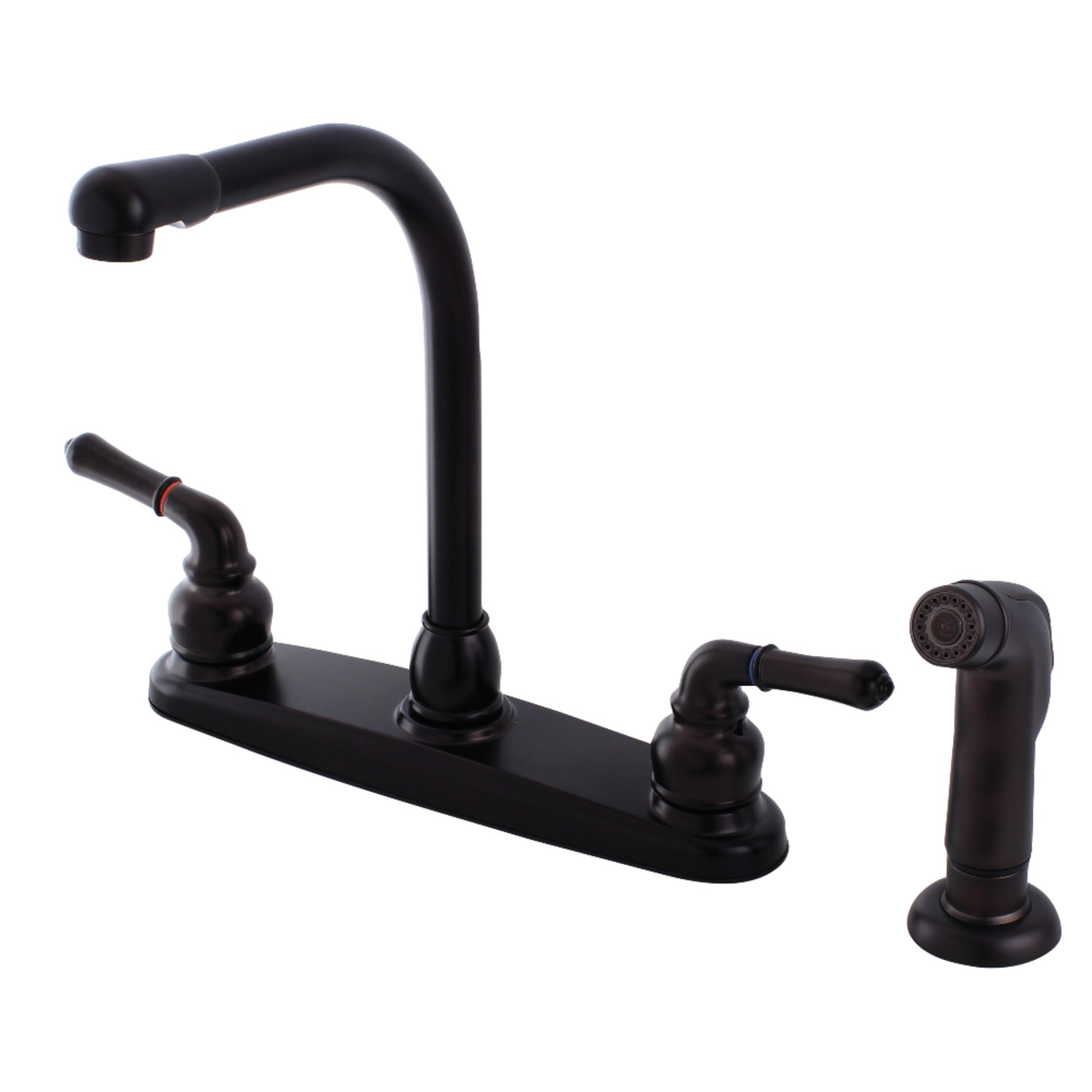 Kingston FB755SP Americana Two-Handle 4-Hole 8" Centerset Kitchen Faucet with Side Sprayer in Oil Rubbed Bronze