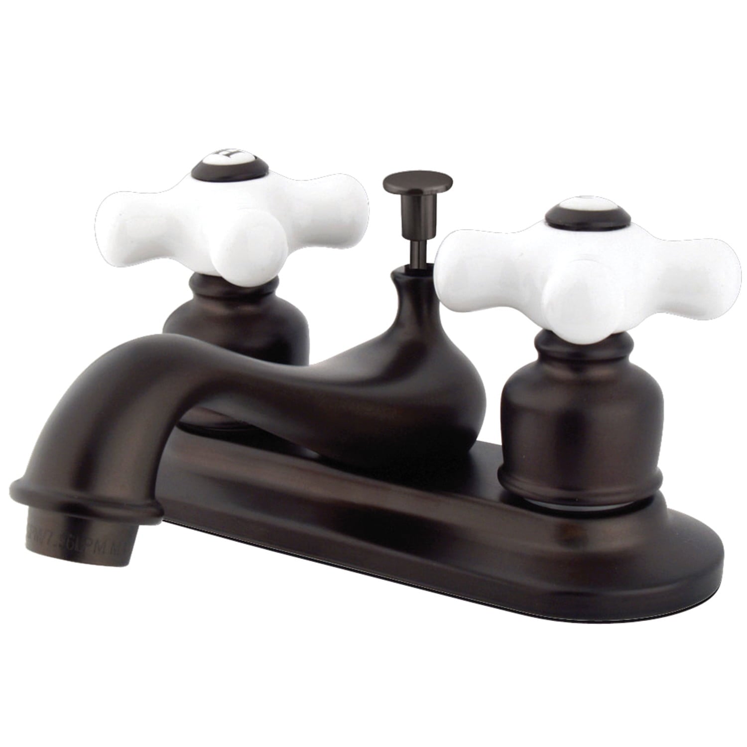 Kingston Brass GKB608PX Water Saving Restoration Centerset Lavatory Faucet with Porcelain Cross Handles, Satin Nickel