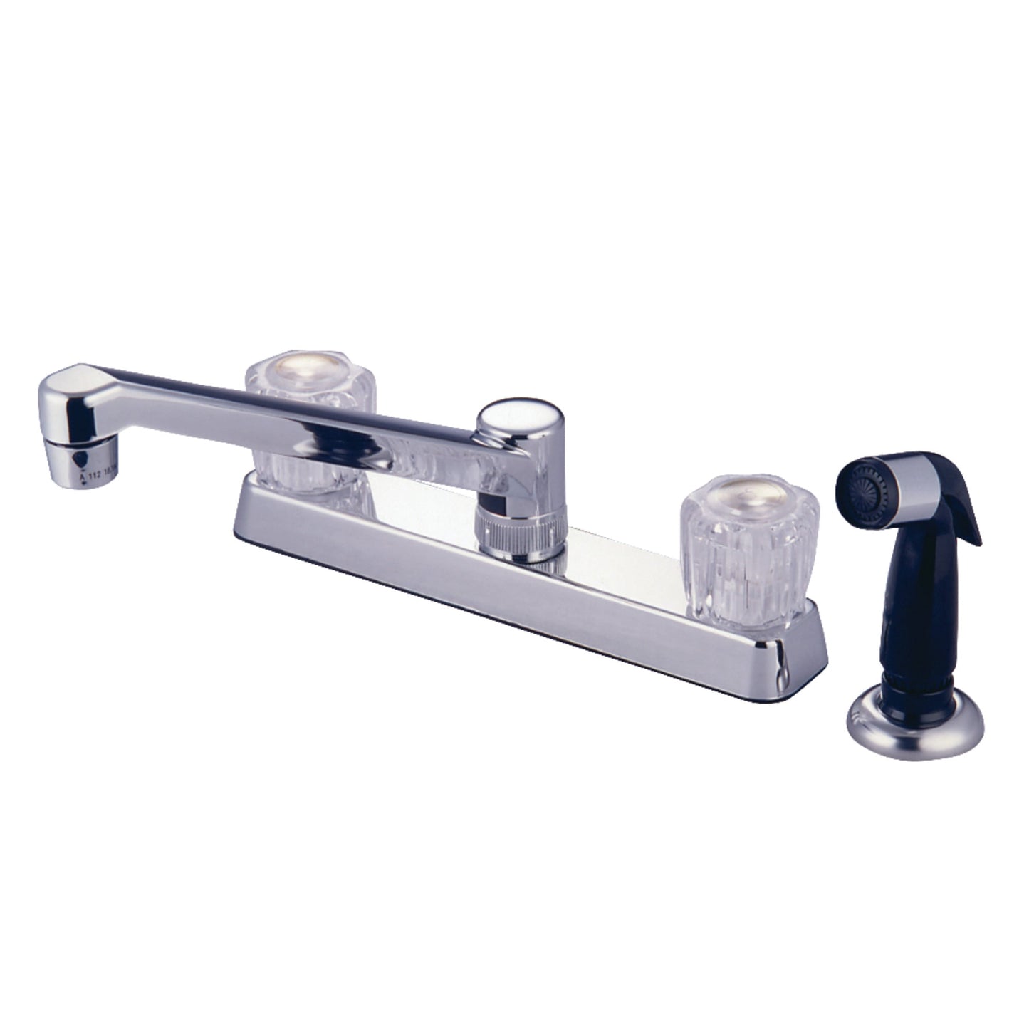 Kingston K0207S Two-Handle 4-Hole 8" Centerset Kitchen Faucet with Side Sprayer in Polished Chrome