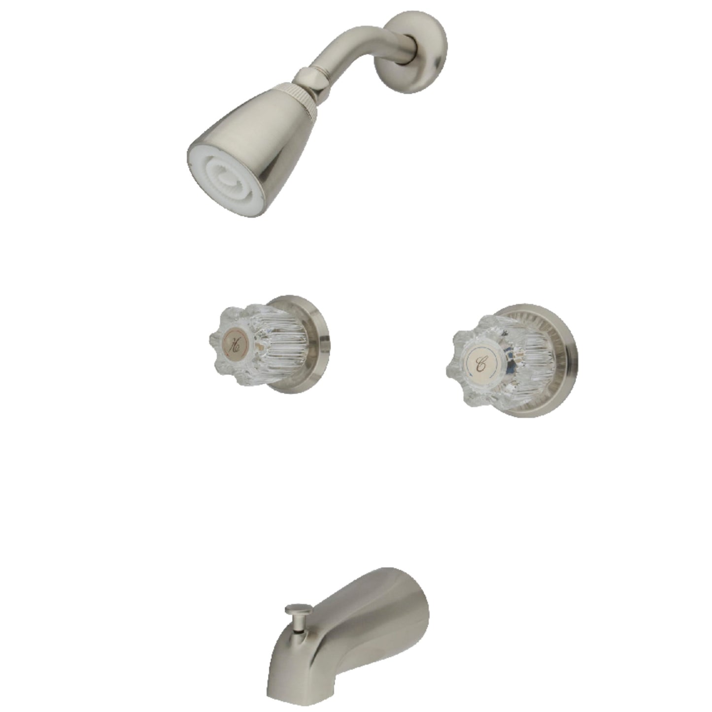 Kingston Brass KB148 Americana Double-Handle Tub and Shower Faucet in Brushed Nickel