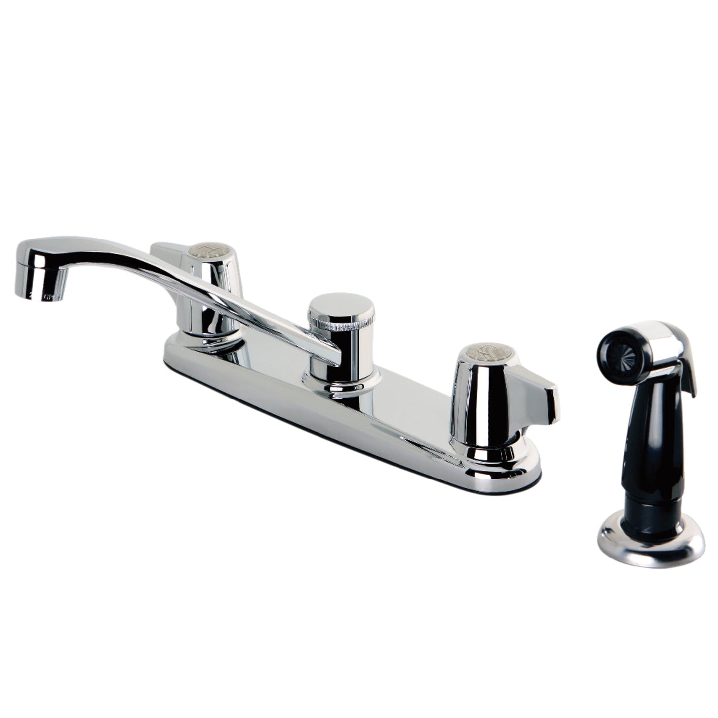 Kingston KB262 Magellan Two-Handle 4-Hole 8" Centerset Kitchen Faucet with Side Sprayer in Polished Chrome